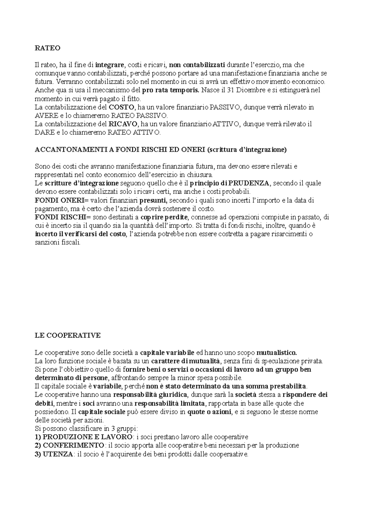 Appunti Economia - ggweggte - RATEO Il rateo, ha il fine di integrare ...
