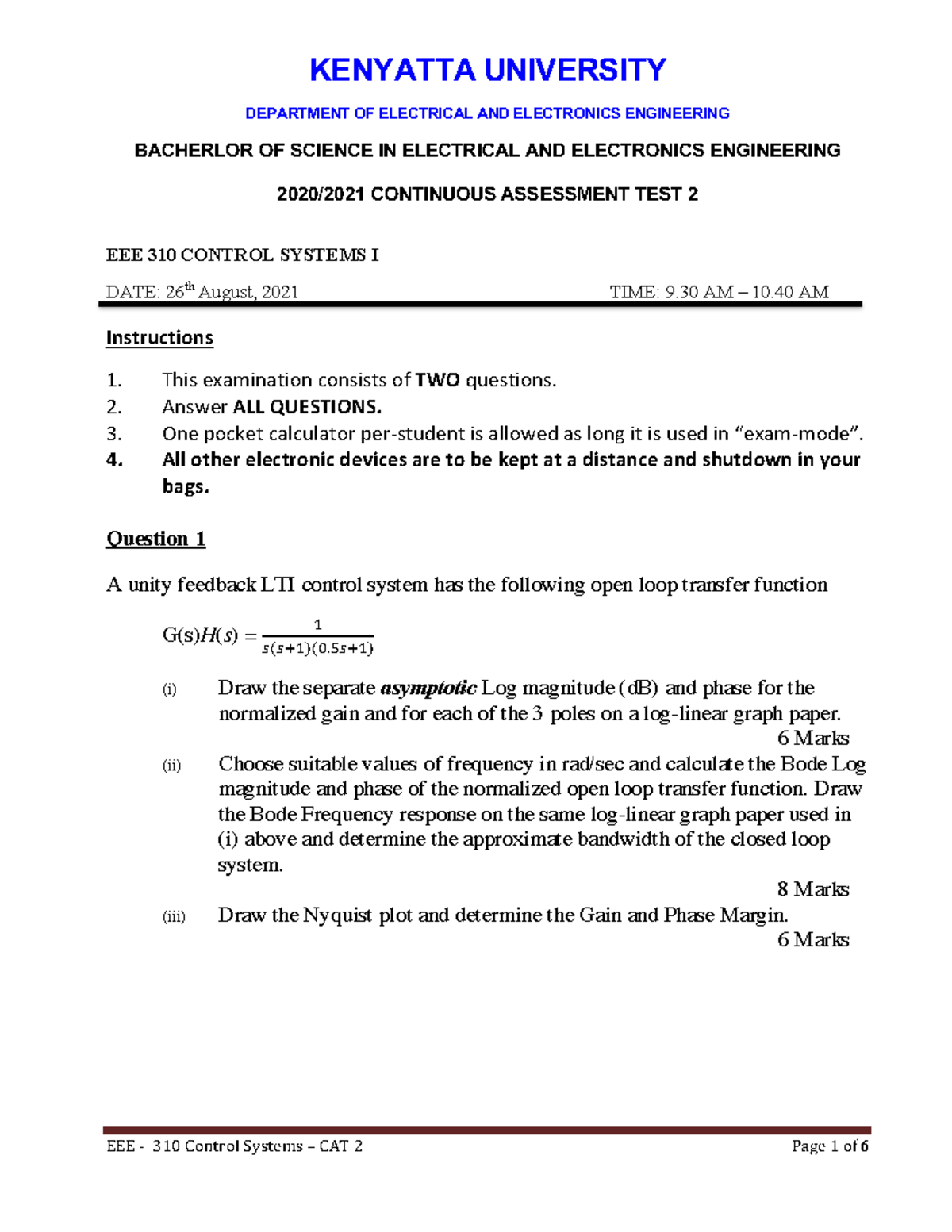 22.08 - Cat Solutions - KENYATTA UNIVERSITY DEPARTMENT OF ELECTRICAL ...