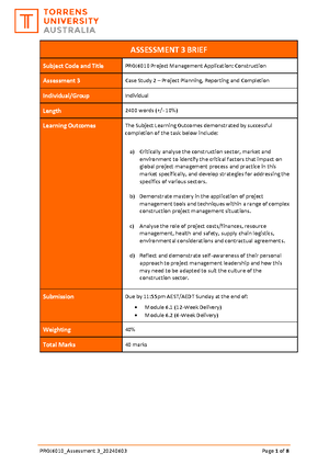 PROJ6010 case study report - Case study report: Project influences ...