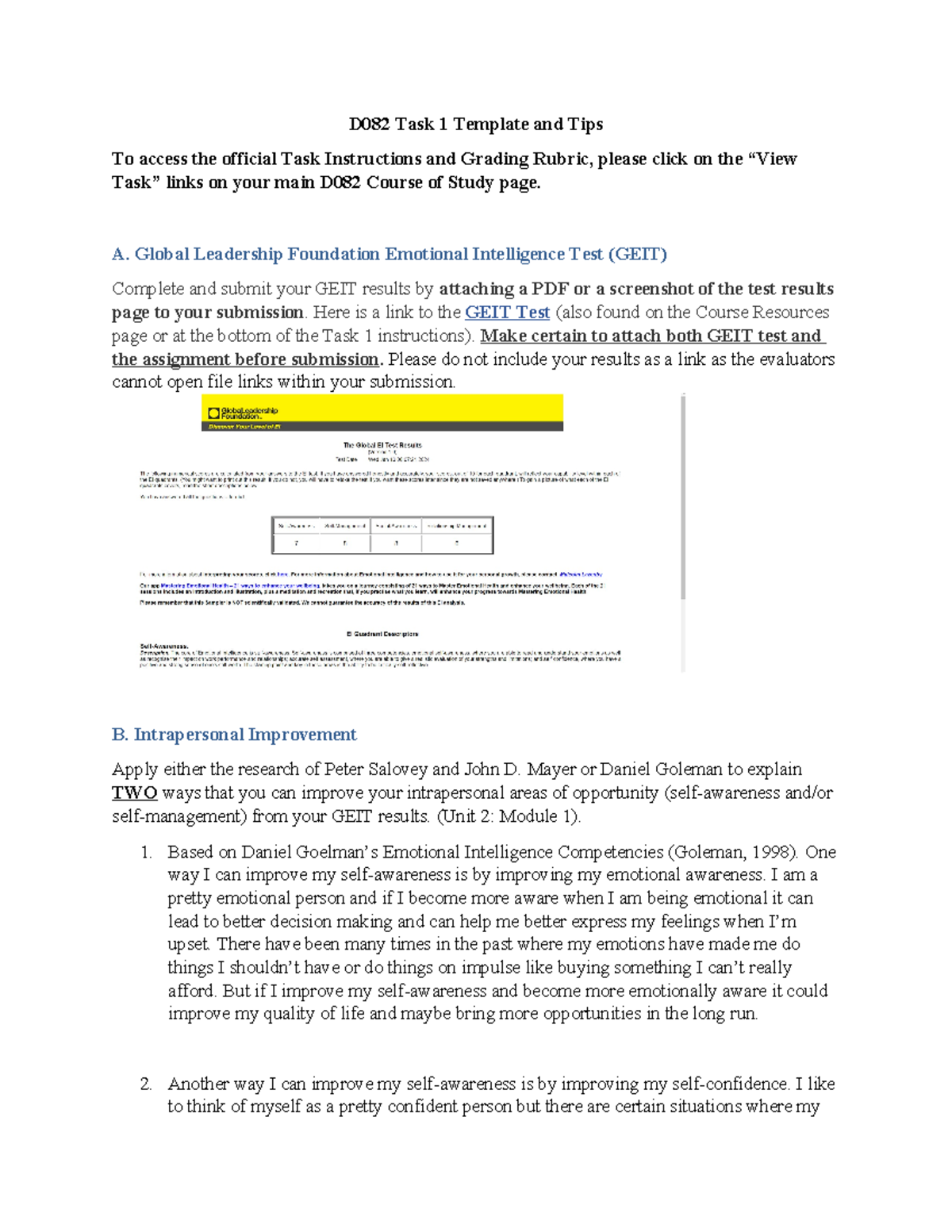 D082 Task 1 - Passed Task 1 For D082 - D082 Task 1 Template And Tips To ...