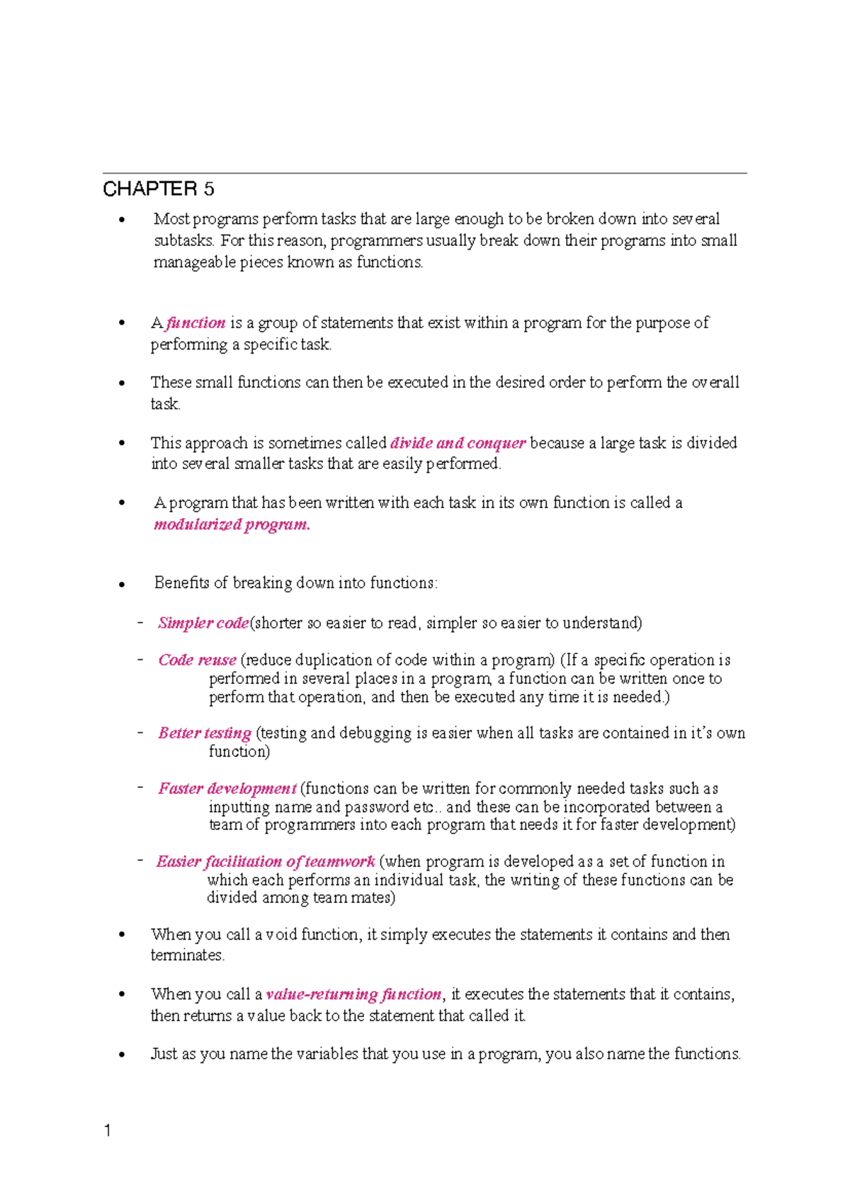 Chapter 5 notes - Starting Out with Python - CHAPTER 5 Most programs ...