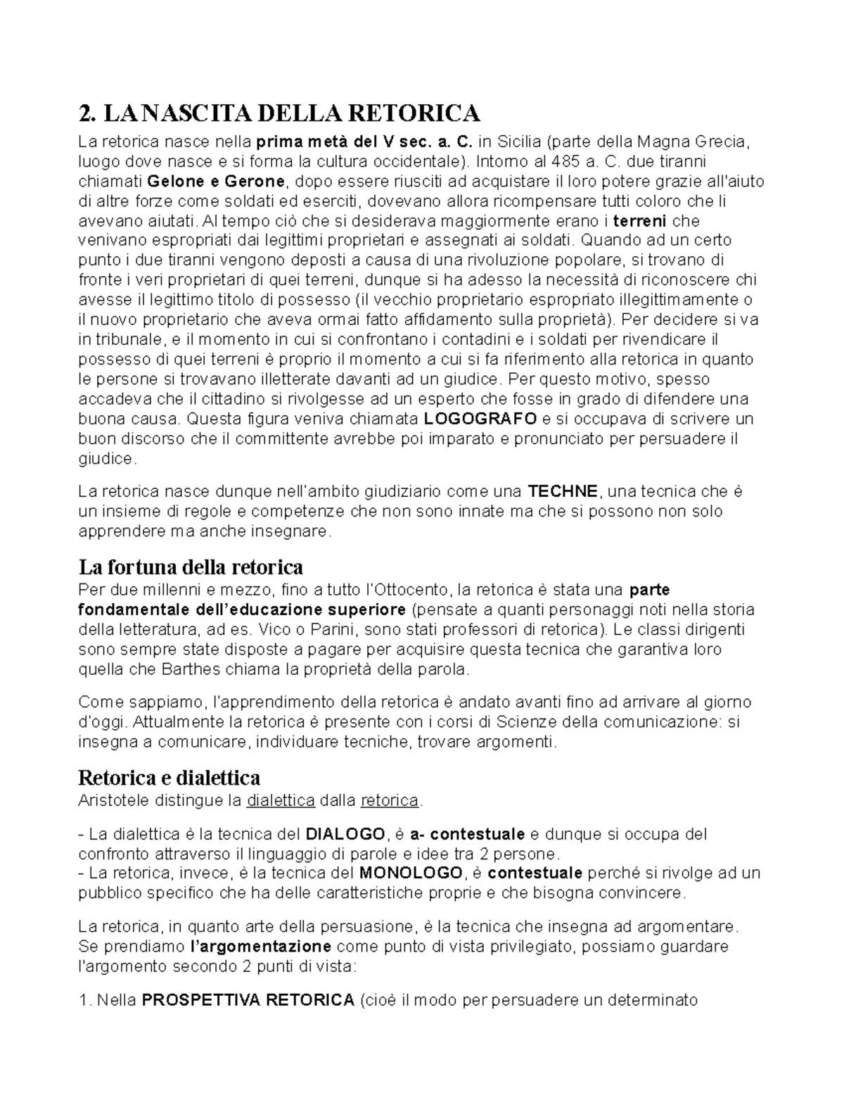 La nascita della retorica retorica e dialettica, retorica ed ermeneutica, retorica ed