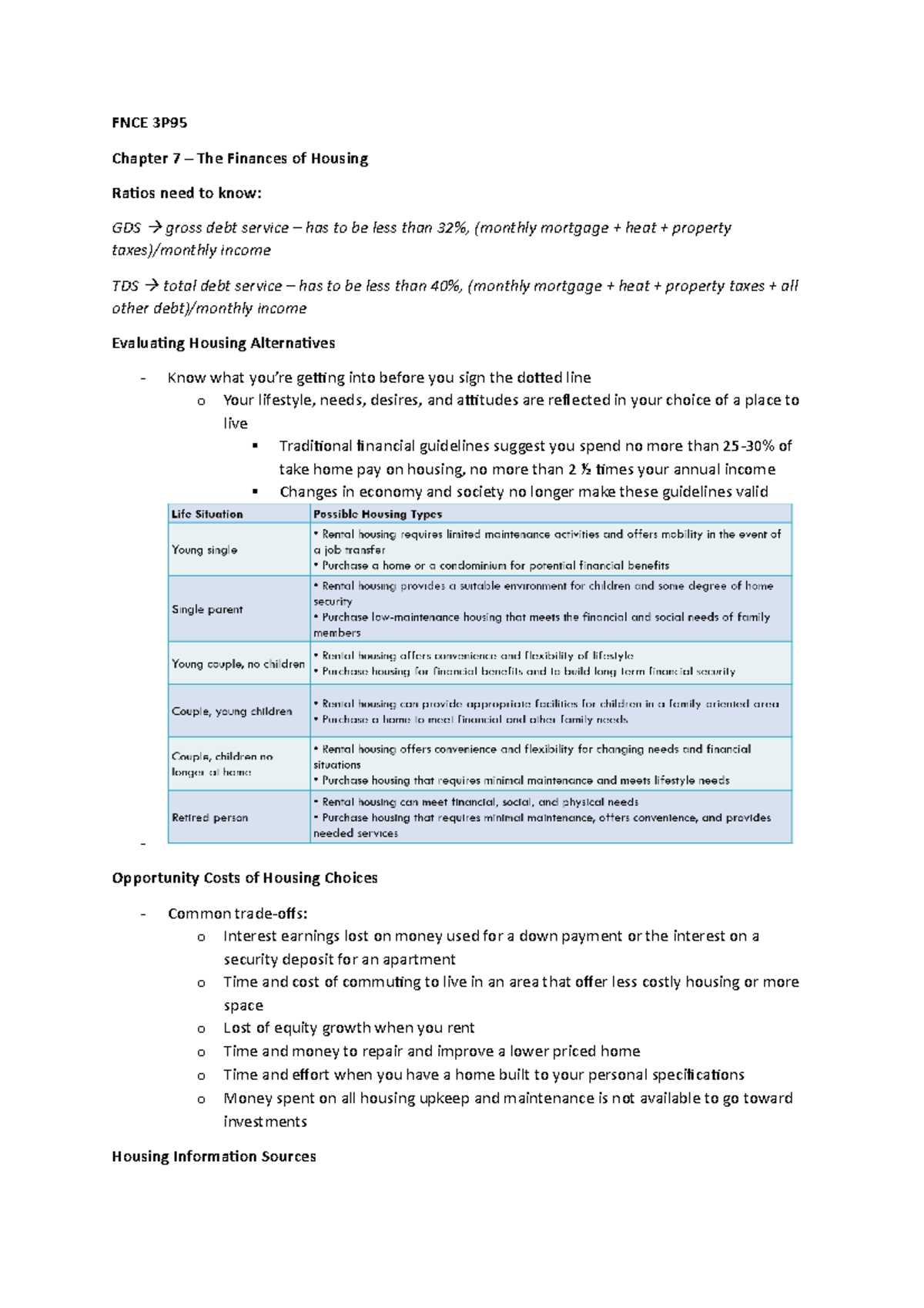 Chapter 7 - The Finances Of Housing - FNCE 3P Chapter 7 – The Finances ...