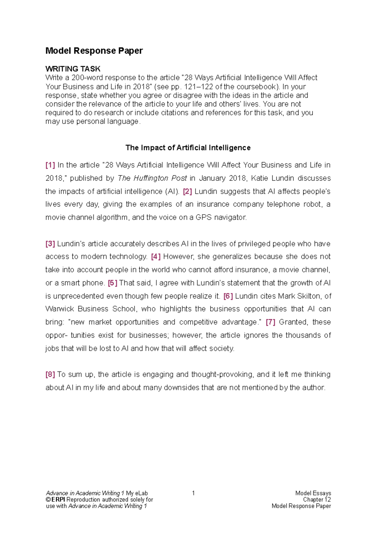 Model response paper - Develop workplace policy and procedures for ...