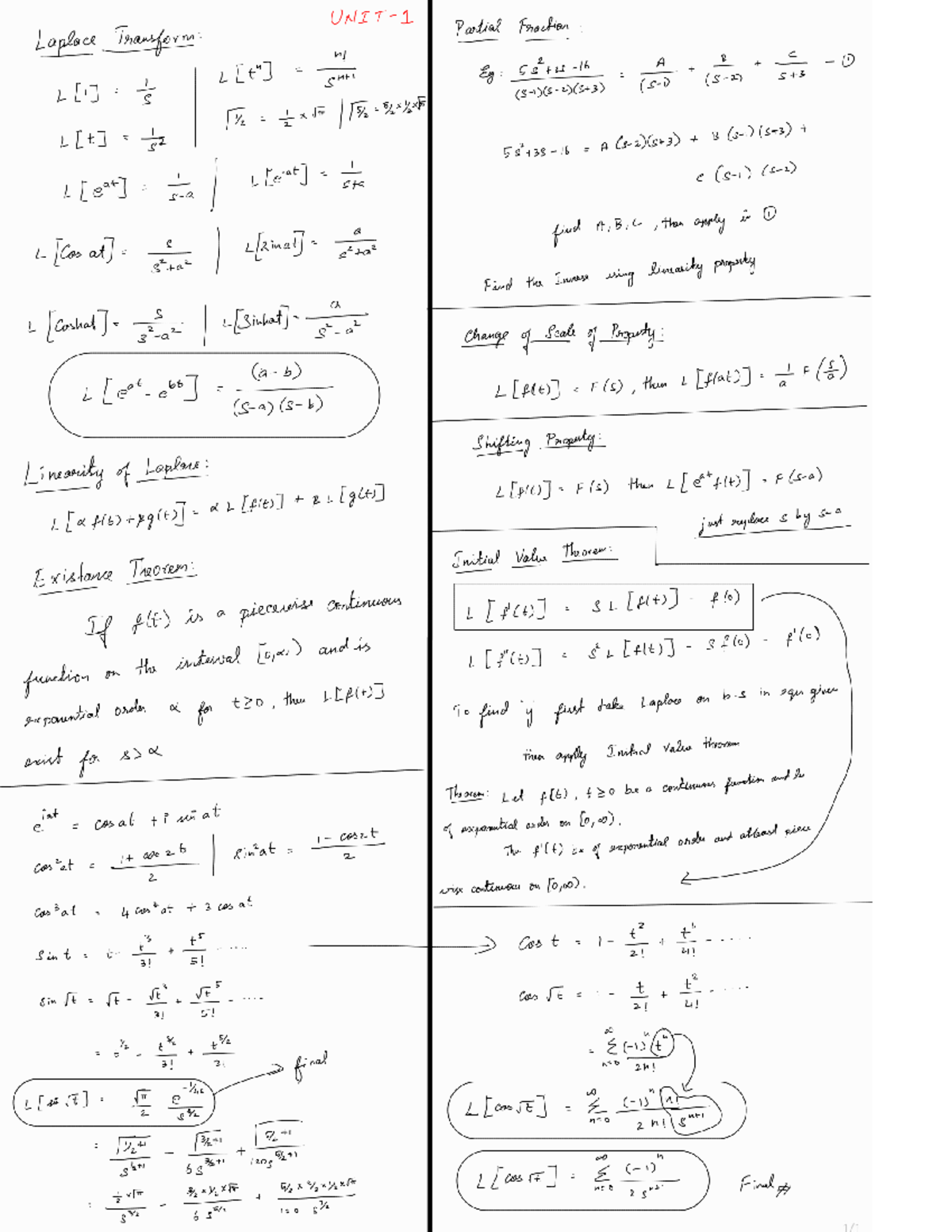 M3 formula - Partial Fraction Laplace Transform: r! C Eg A 1 S 5 L A 3 ...