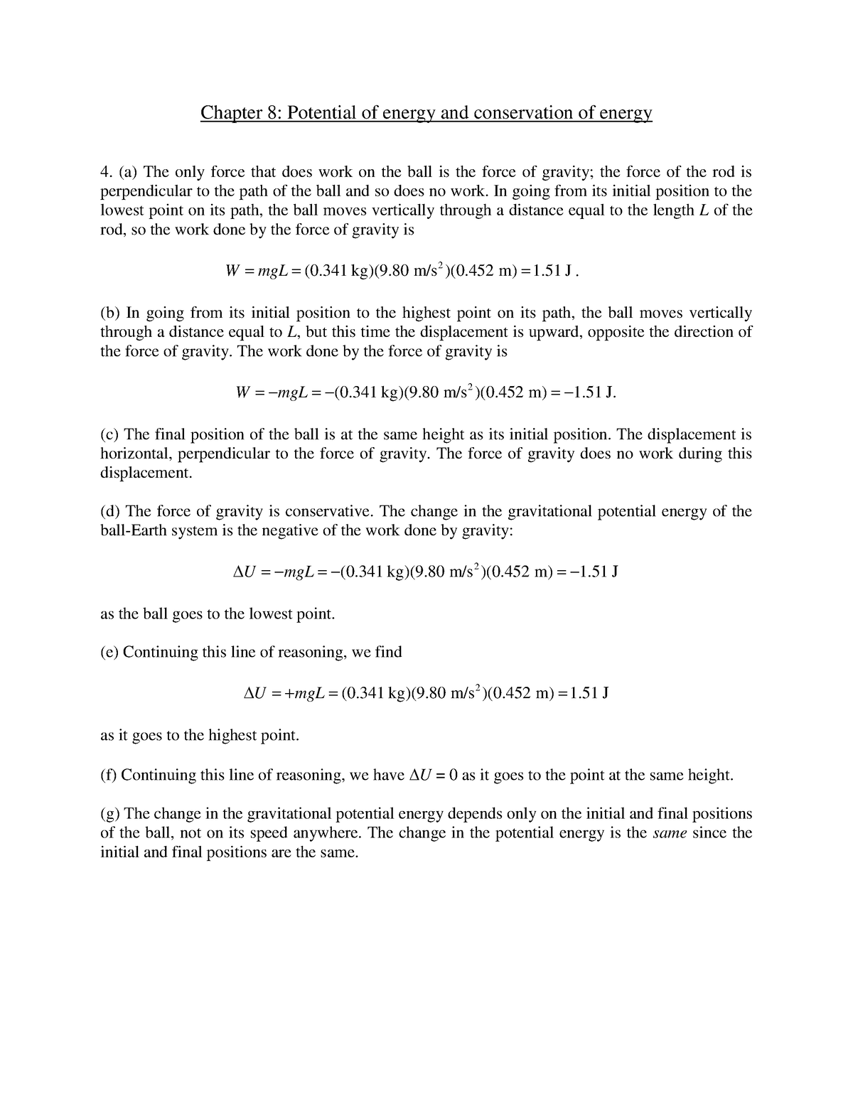 Chapter 8 Potential Energy And Conservation Of Energy Solution ...