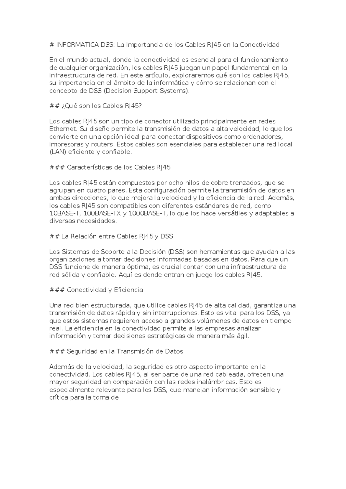 Informatica DSS - INFORMATICA DSS: La Importancia de los Cables RJ45 en ...