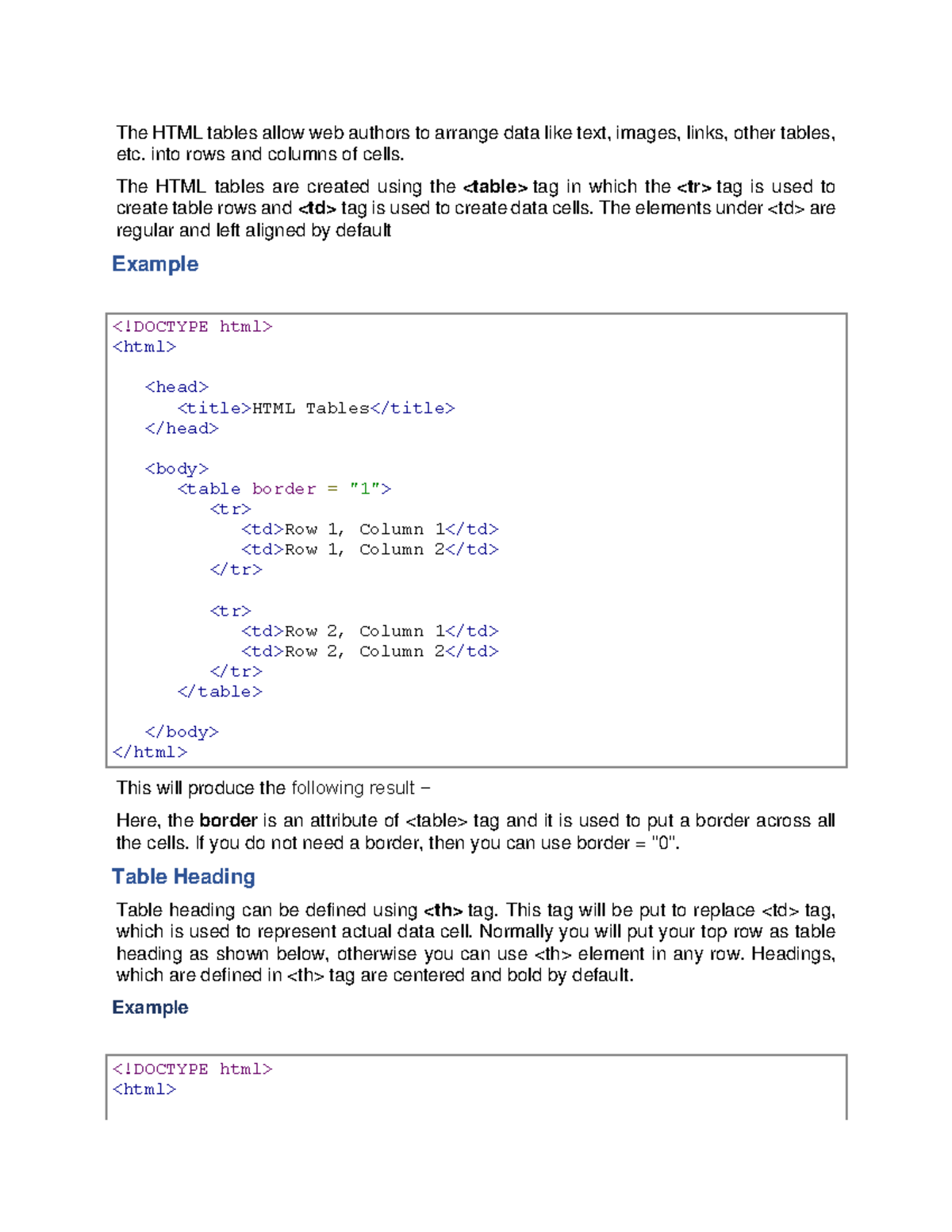 Html module 5 - It's lecture notes - The HTML tables allow web authors ...