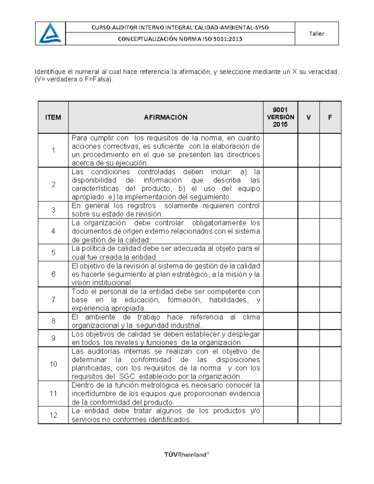 4. ISO 9001 Interpretaci‡N Norma- Taller 2 - CURSO AUDITOR INTERNO ...