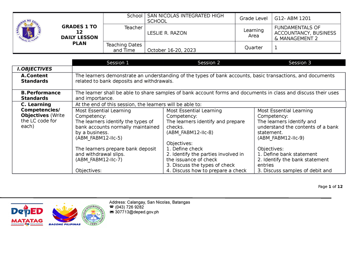 DLP-FABM2-Q1-W8-DONE- Print - GRADES 1 TO 12 DAILY LESSON PLAN School ...