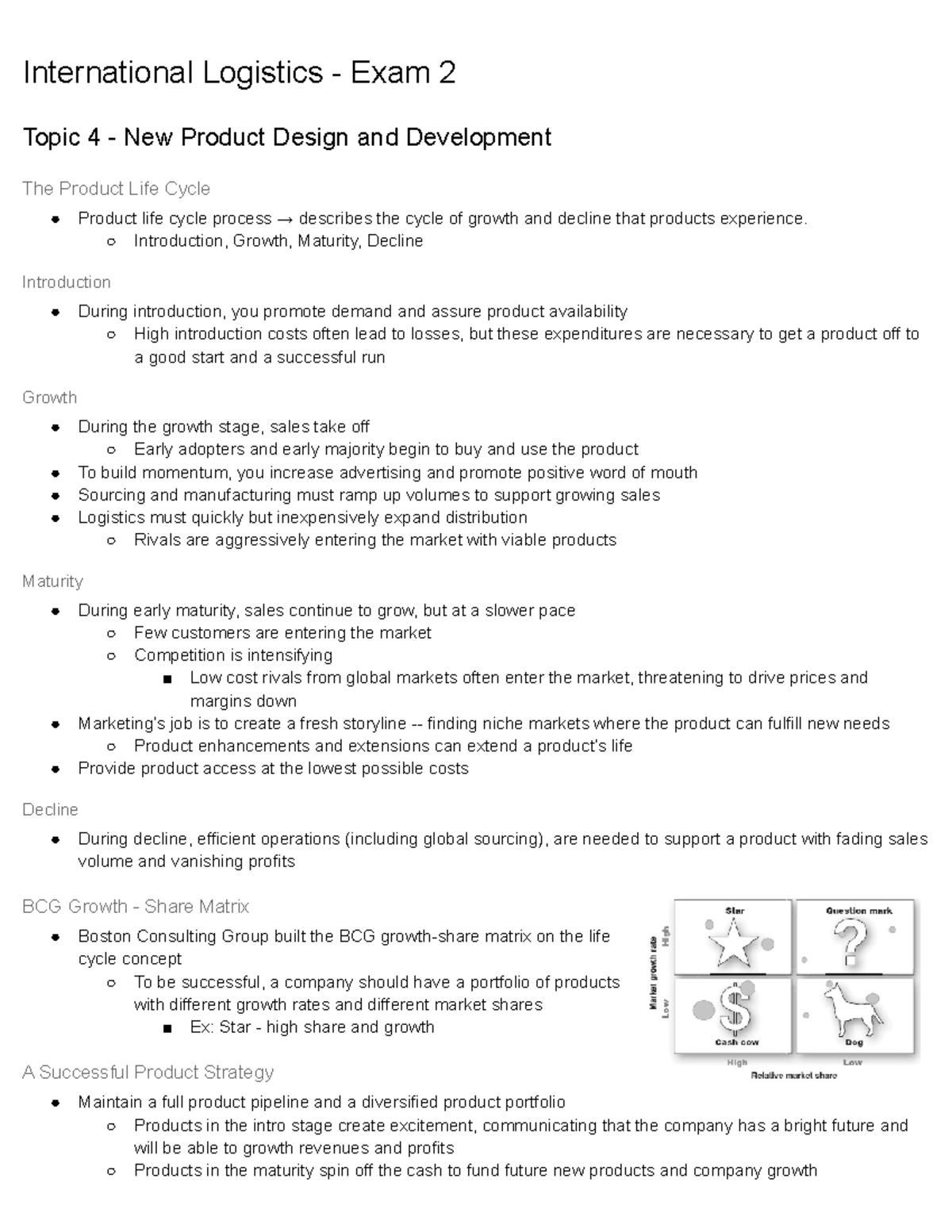 Notes Exam 2 - International Logistics - International Logistics - Exam ...