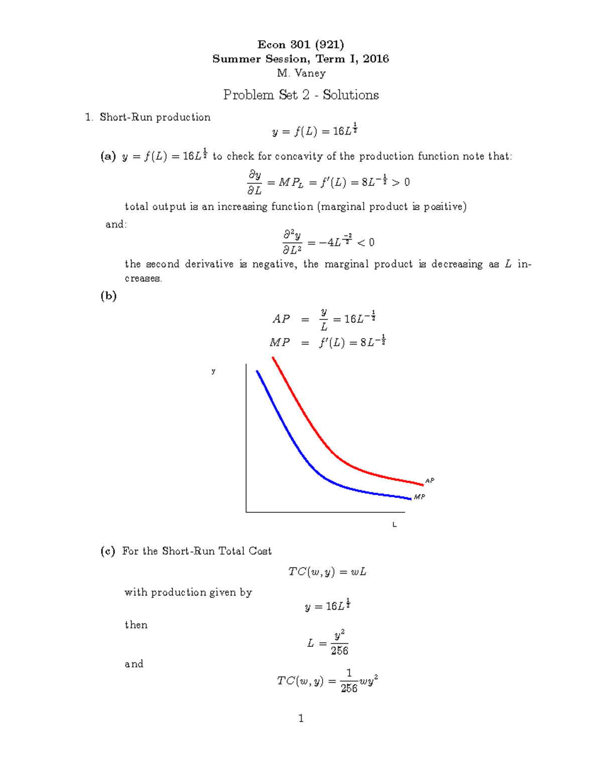 16se301ps2soln - Problem Set 2 Solution - Econ 301 (921) Summer Session ...