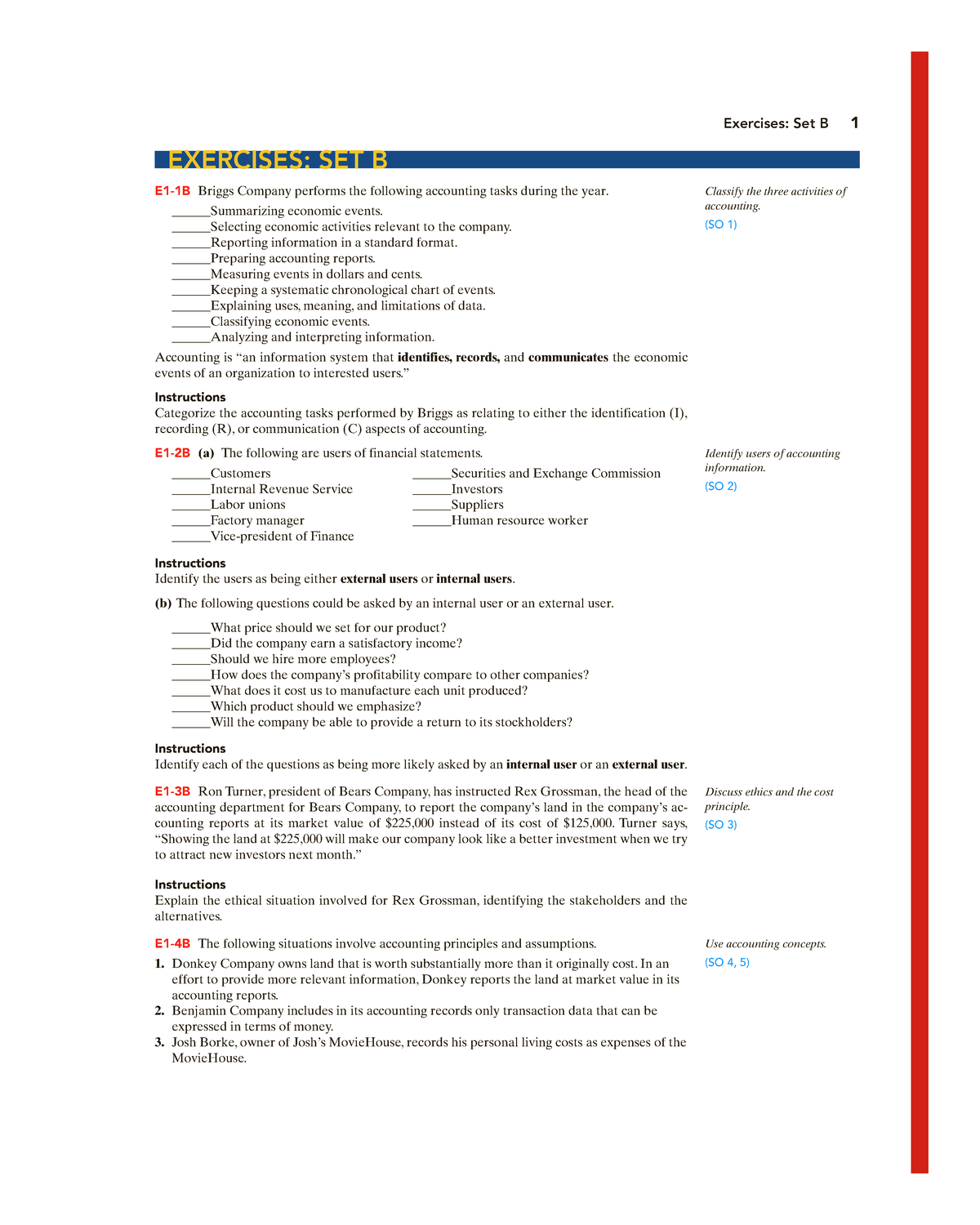 Accounting Principles 8th Edition - Exercises Chapter 01 - Exercises ...