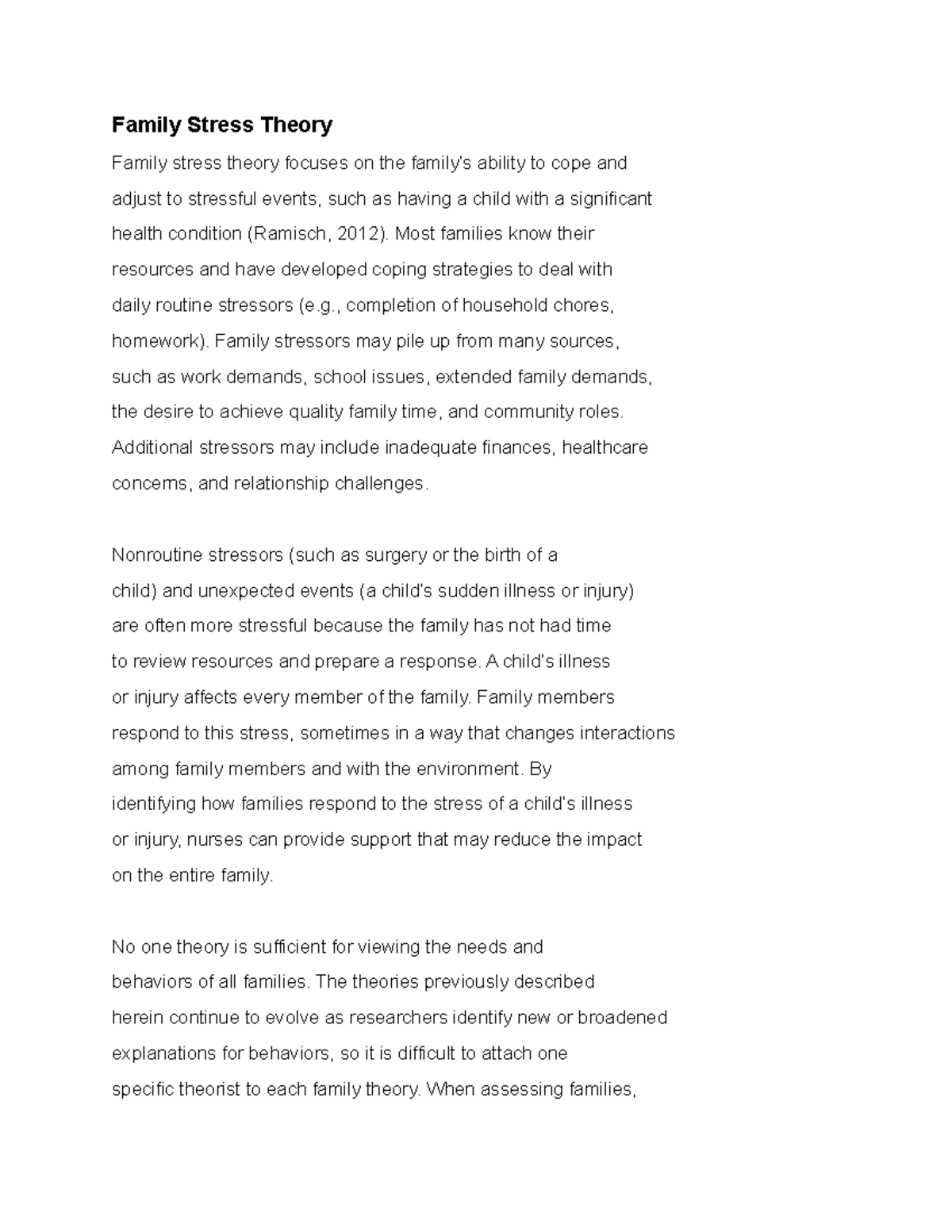 Family Stress Theory Family Stress Theory Family stress theory