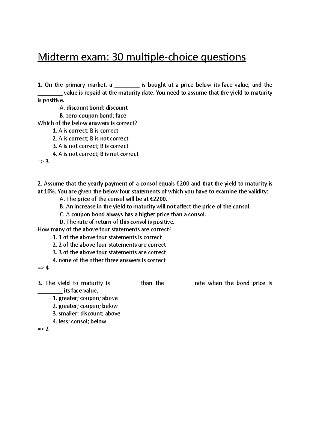 Midterm exam Money and Banking Uva 2021 Midterm exam 30 multiple