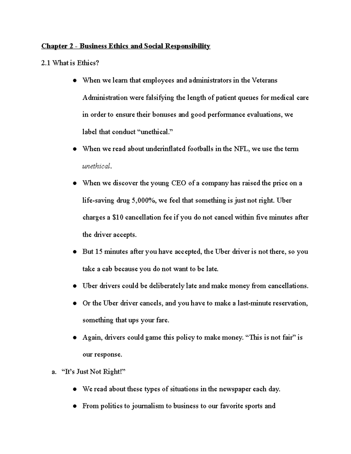 BUS 204 - Chapter 2 Notes - Chapter 2 - Business Ethics and Social ...