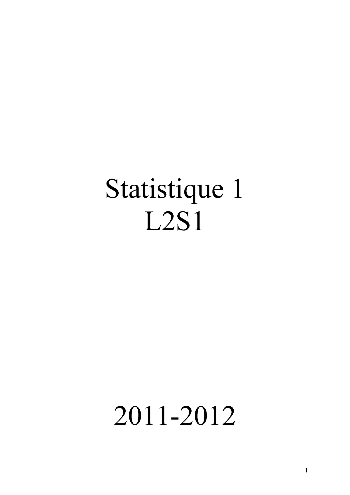 Cours De Statistiques Complet - Statistique 1 L2S1 1 Chapitre I Rappel ...