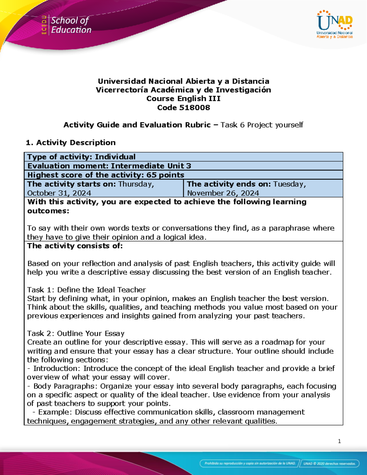 Activity Guide and Evaluation Rubric - Unit 3 - Task 6 - Project ...