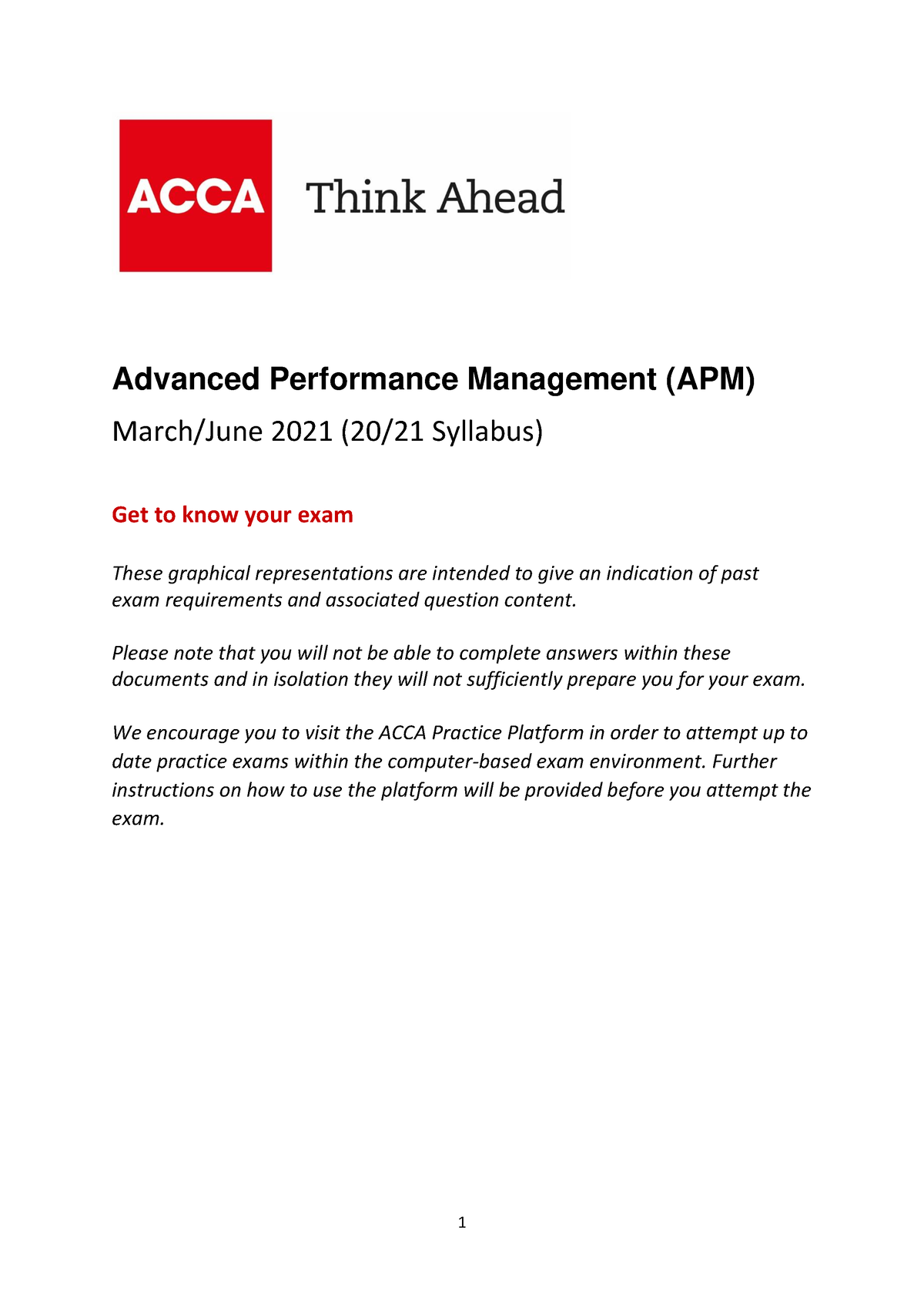 APM Mar Jun 21 q Past paper Advanced Performance Management