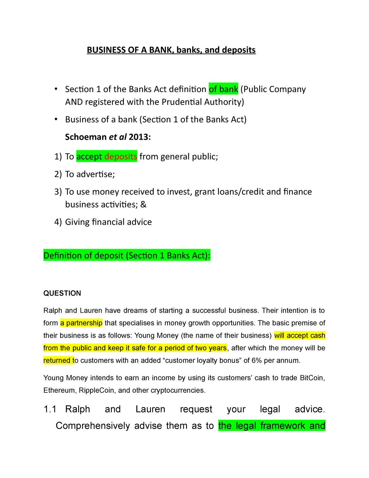 Practice Question 3 - BUSINESS OF A BANK, Banks, And Deposits Section 1 ...