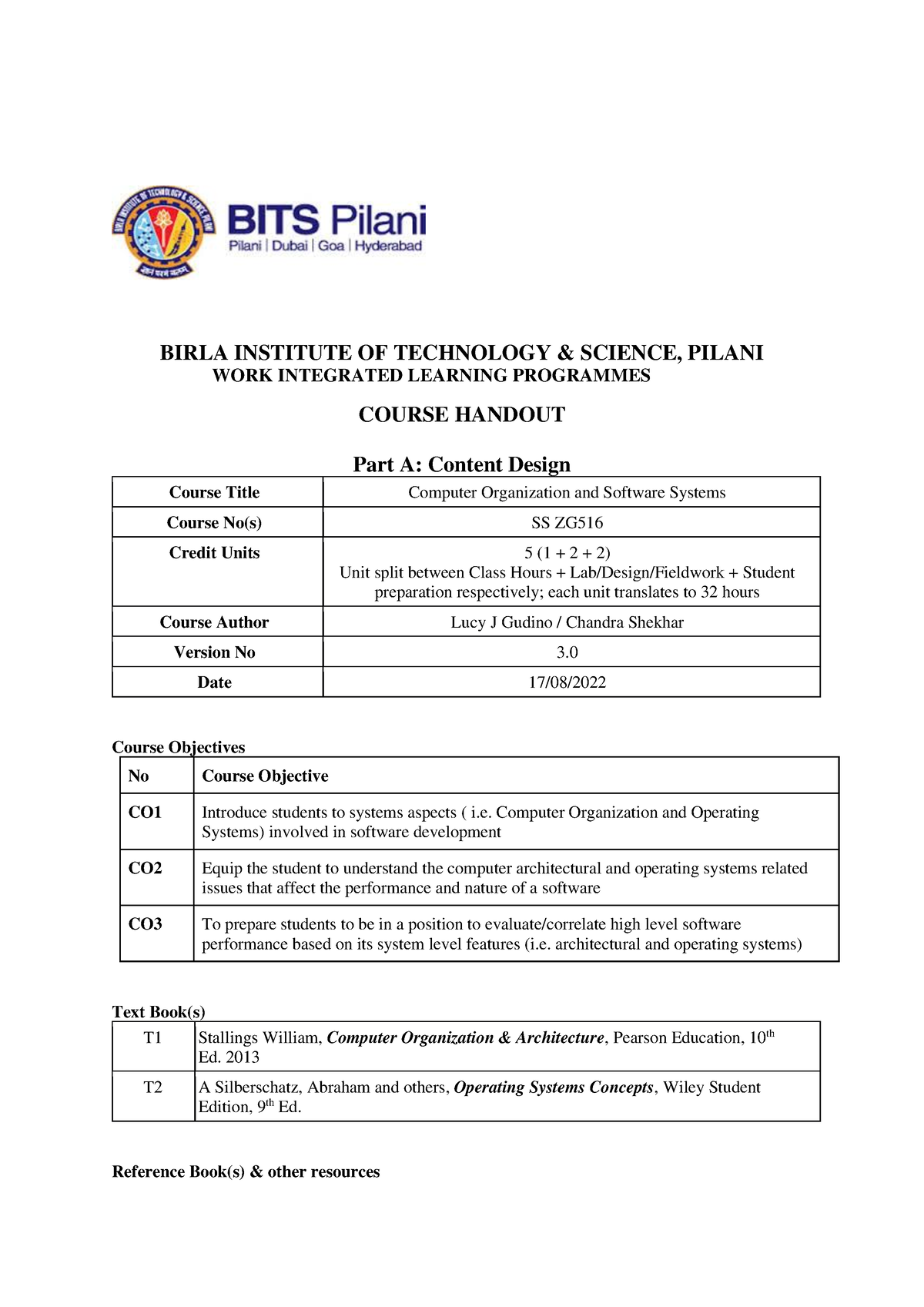 coss pre course workbook