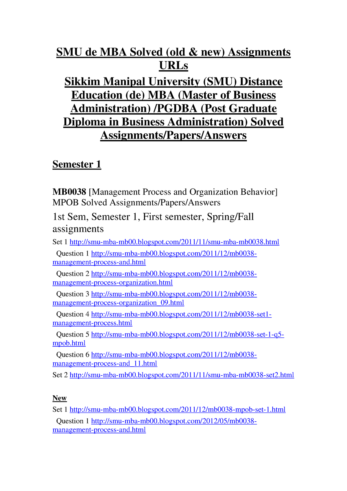 mba assignments smu