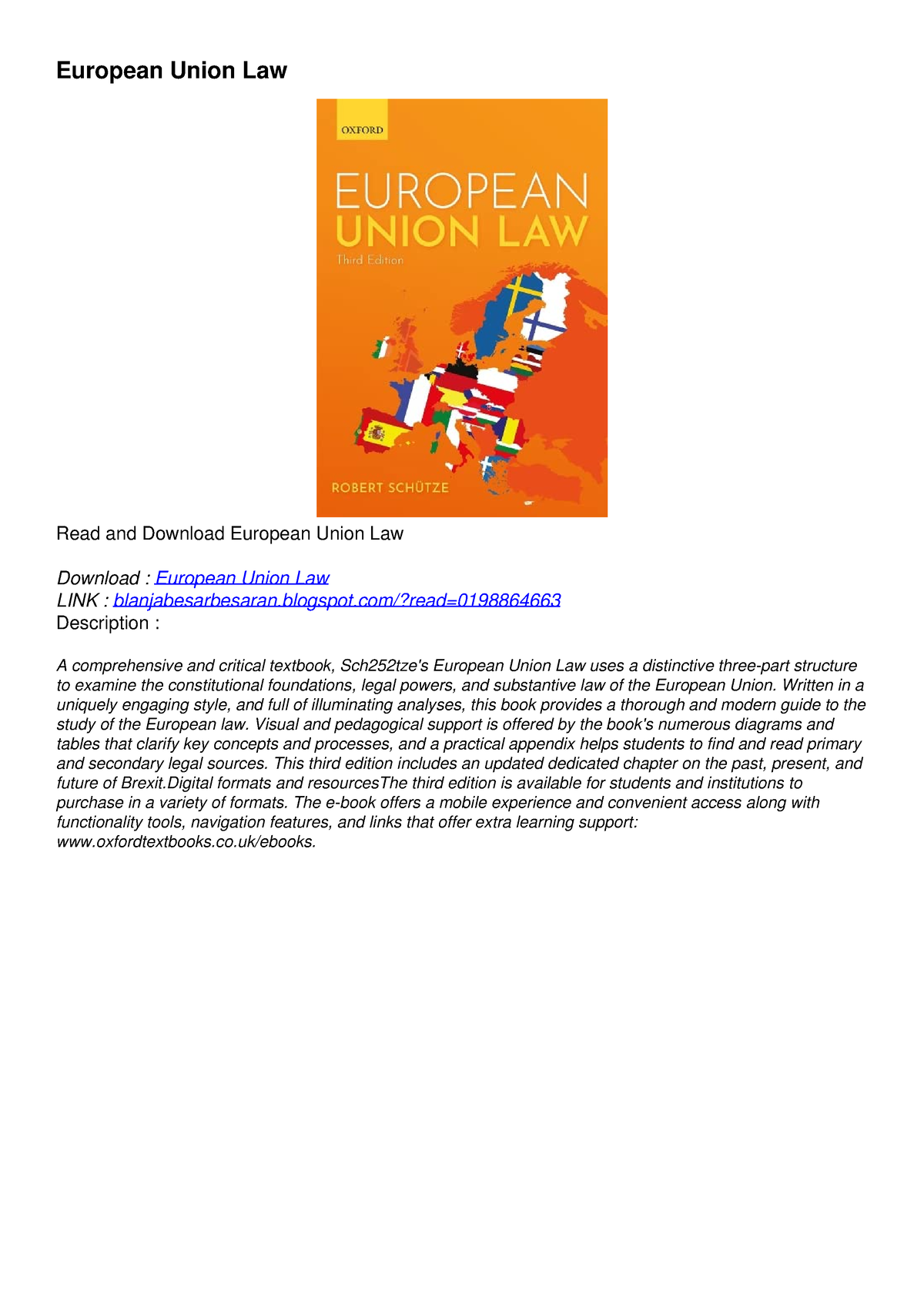 Pdf Book Download European Union Law Read European Union Law Read And