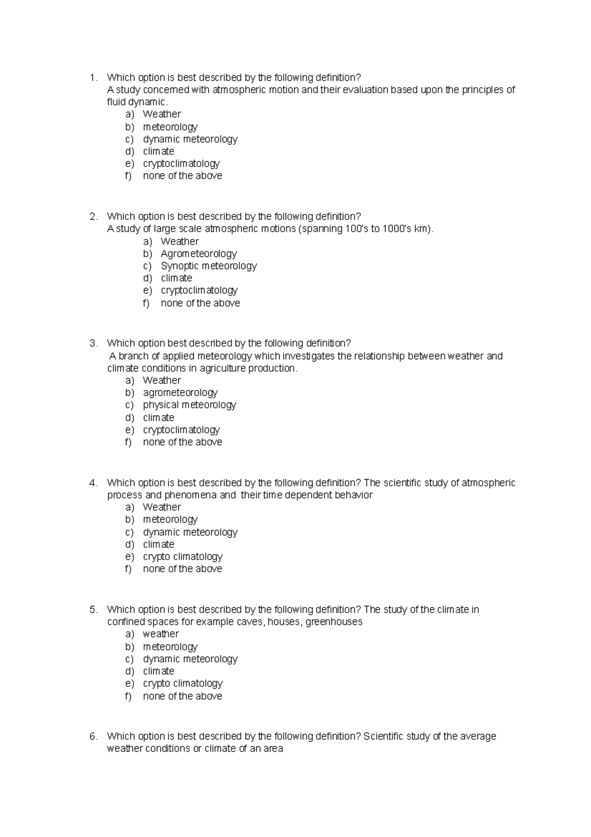 Questions Climate - SCCS1624 - UFS UV - Studocu