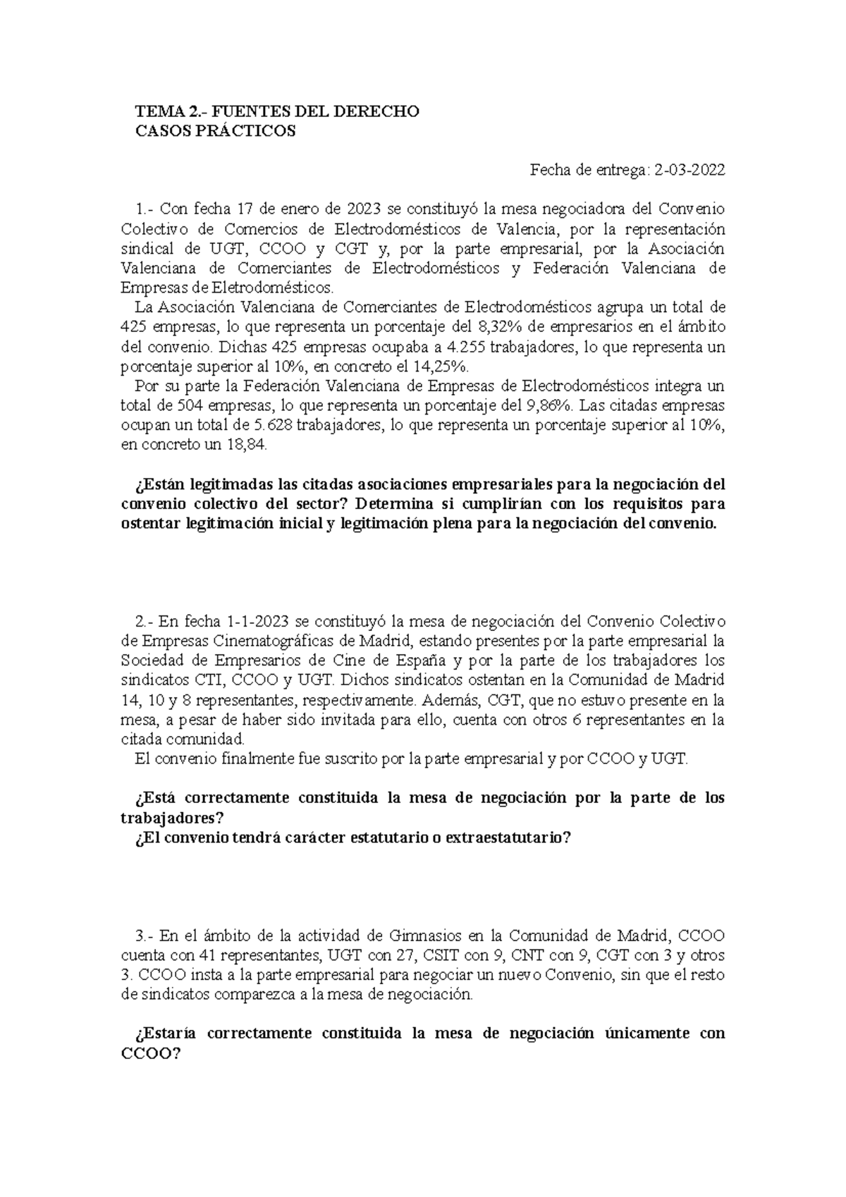 Casos Pr Ã¡cticos Tema 2 - TEMA 2.- FUENTES DEL DERECHO CASOS PRÁCTICOS ...