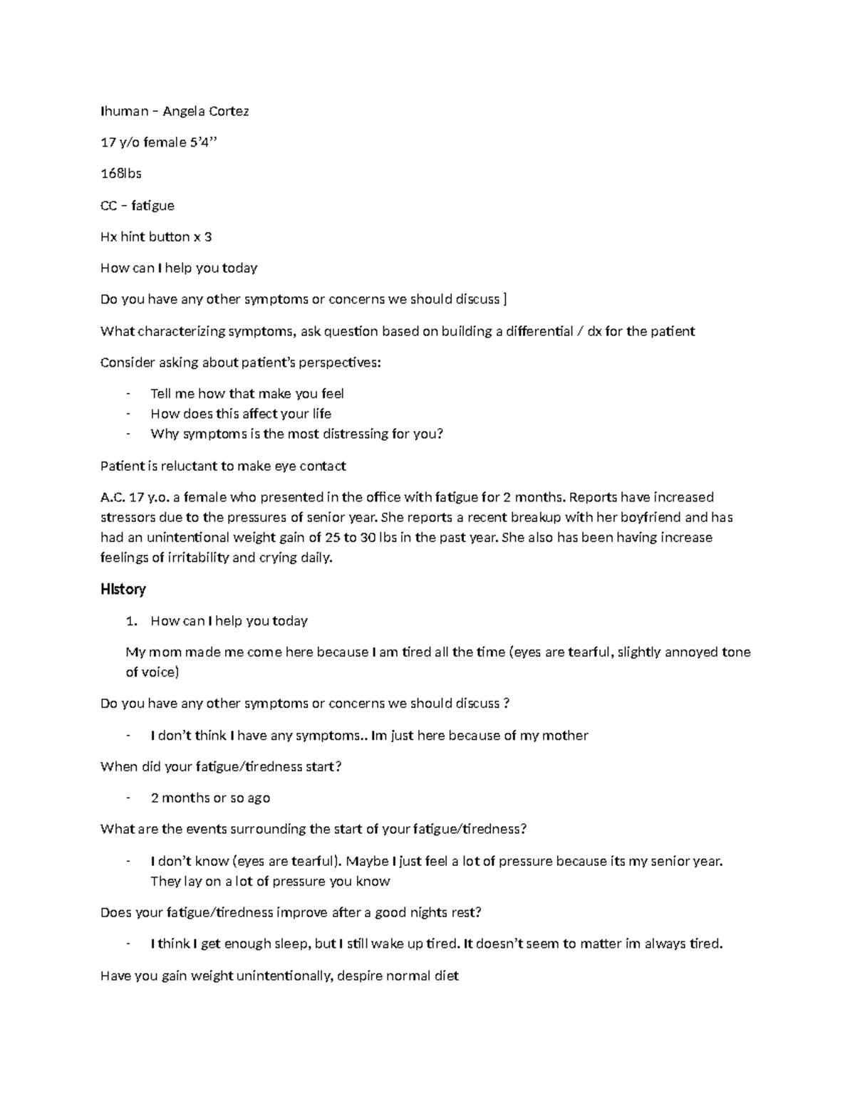 Angela Cortez 17 year old depressive dx - Ihuman – Angela Cortez 17 y/o ...