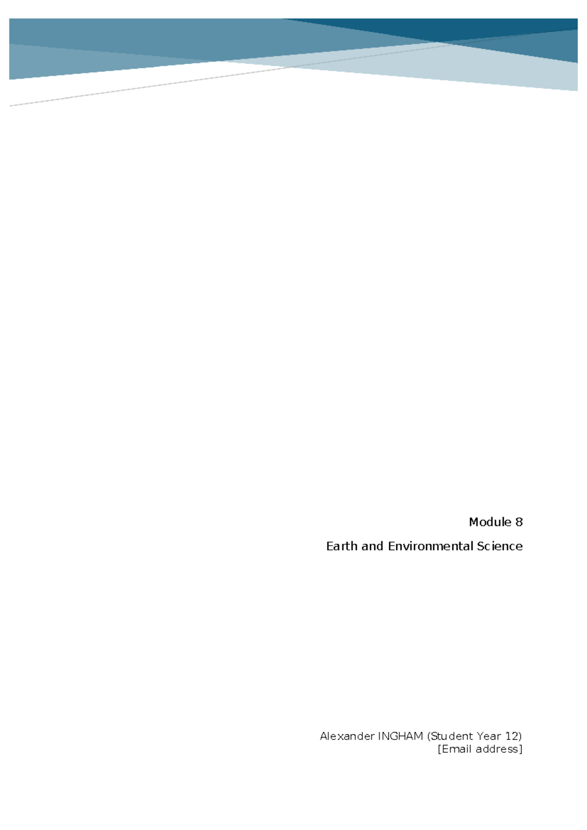 Module 8 - Module 8 Earth and Environmental Science Alexander INGHAM ...