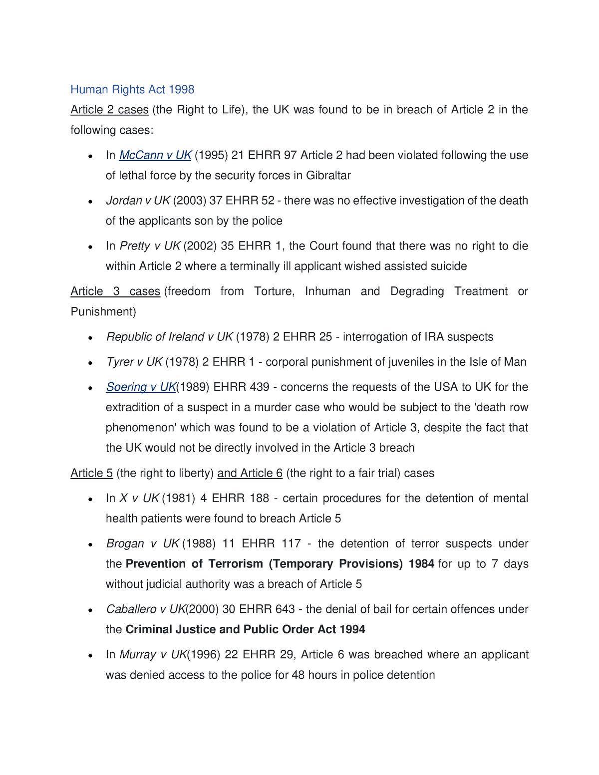 human rights act 1998 case study