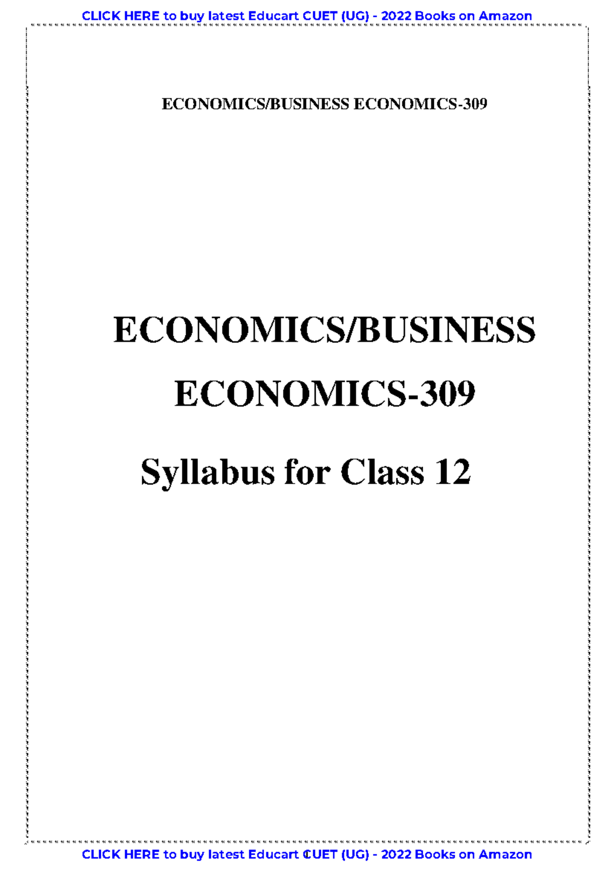 CUET (UG) - 2022 Syllabus - Economics - ECONOMICS/BUSINESS ECONOMICS- 1 ...