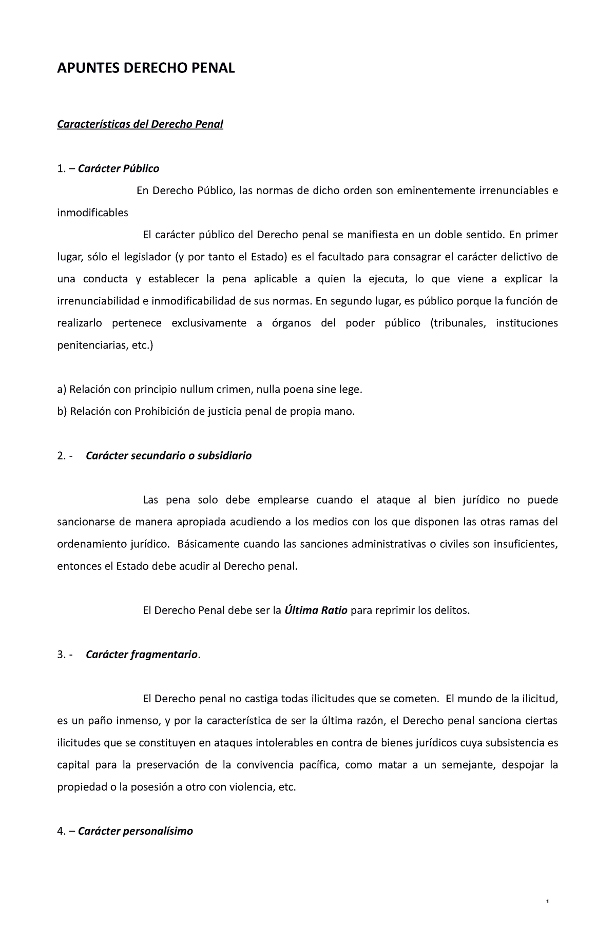 Apuntes Derecho Penal Caracteristicas De - APUNTES DERECHO PENAL ...