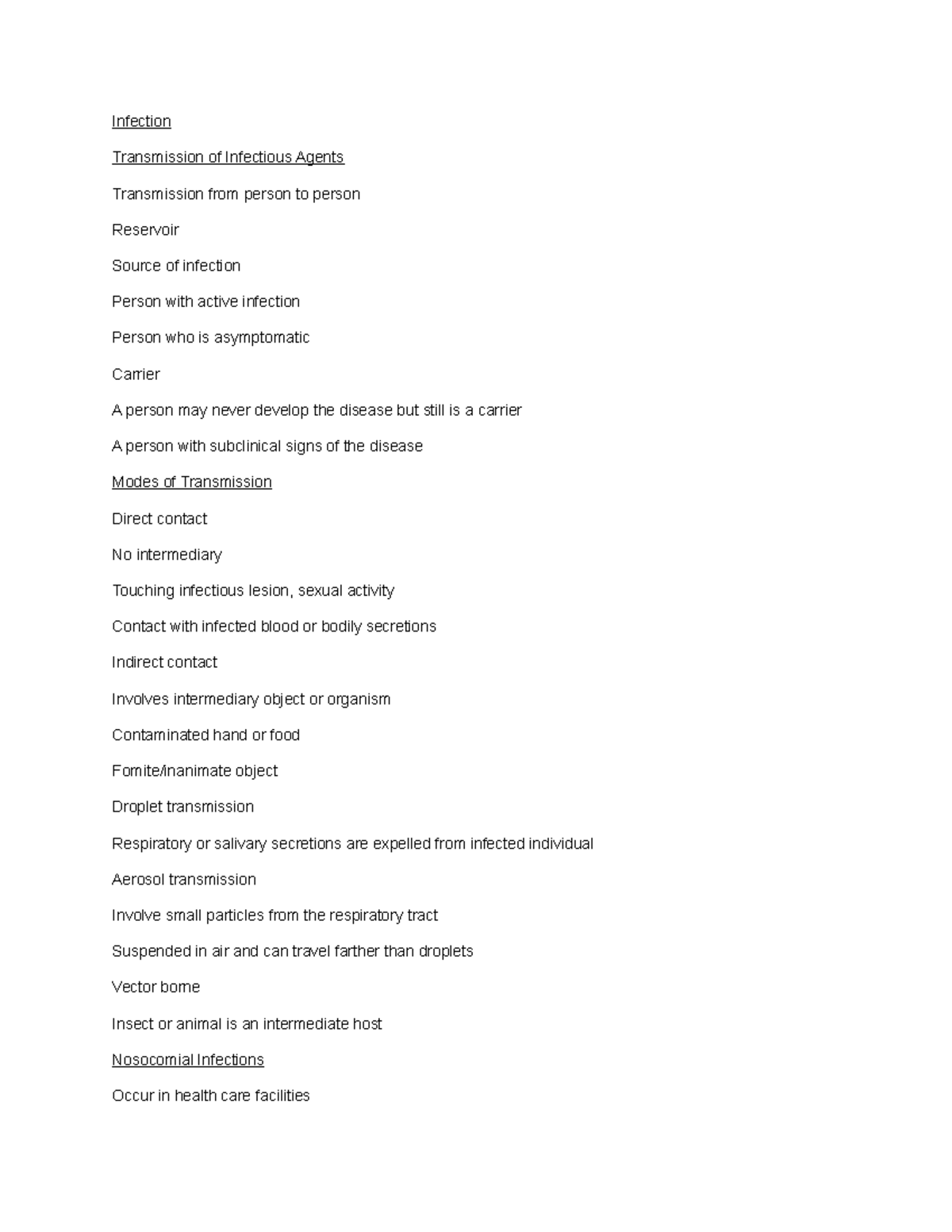 Infection - Very essential notes. - Infection Transmission of ...