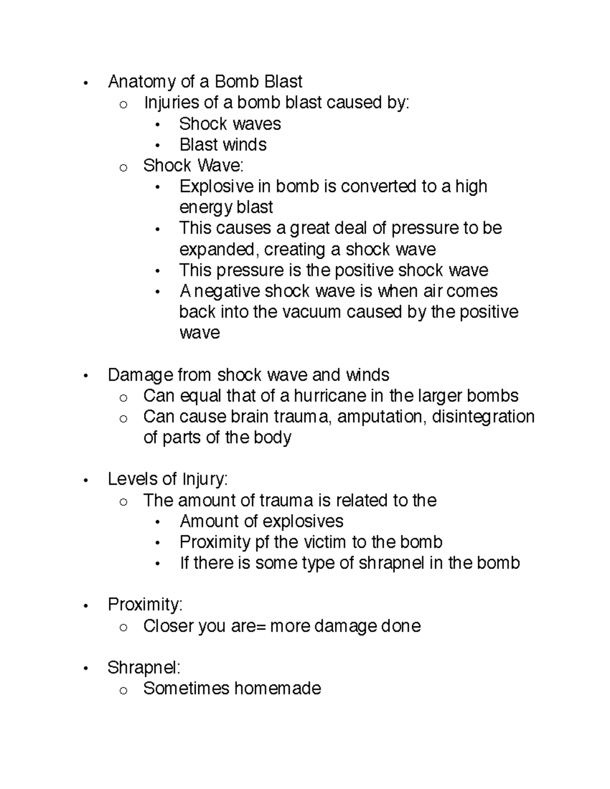 Bomb Blasts - Lecture notes 23 - Anatomy of a Bomb Blast Injuries of a ...