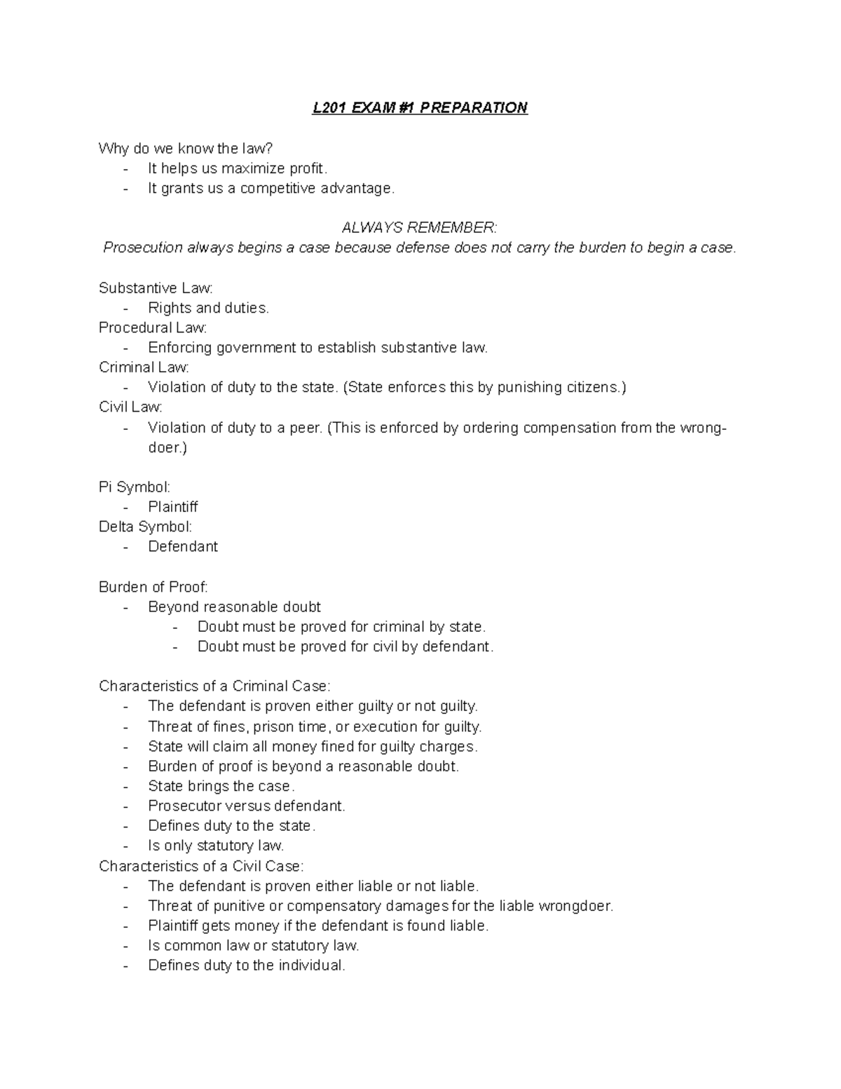 L201 Exam #1 Preparation - L201 EXAM #1 PREPARATION Why do we know the ...