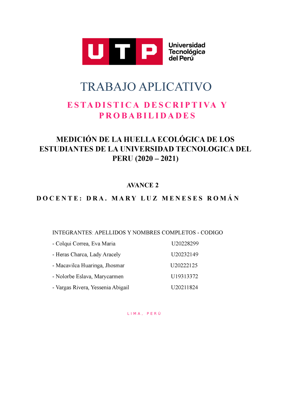 Trabajo Final DE Estadistica Descriptiva Y Probabilidades ( Oficial ...