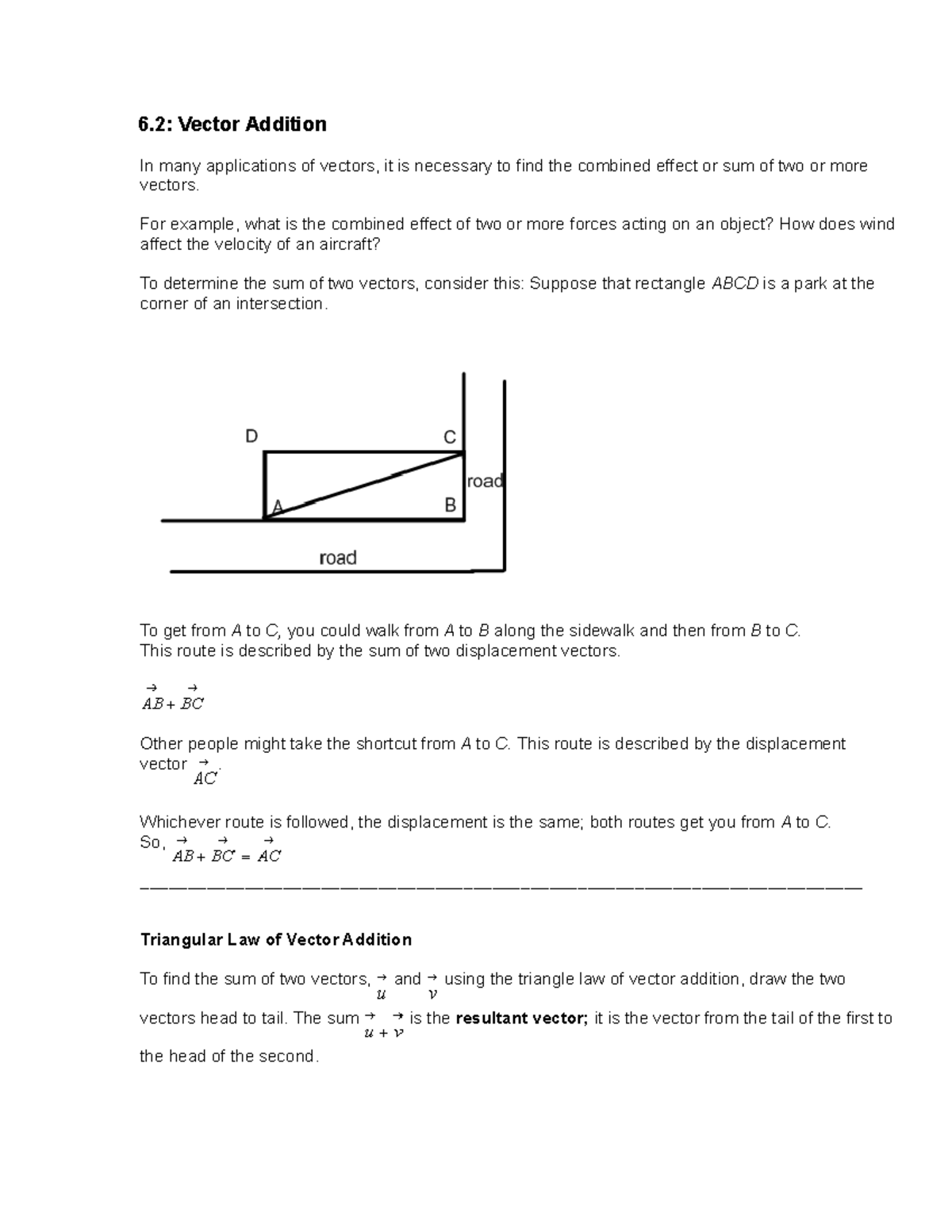 6 - lecture notes - 6: Vector Addition In many applications of vectors ...