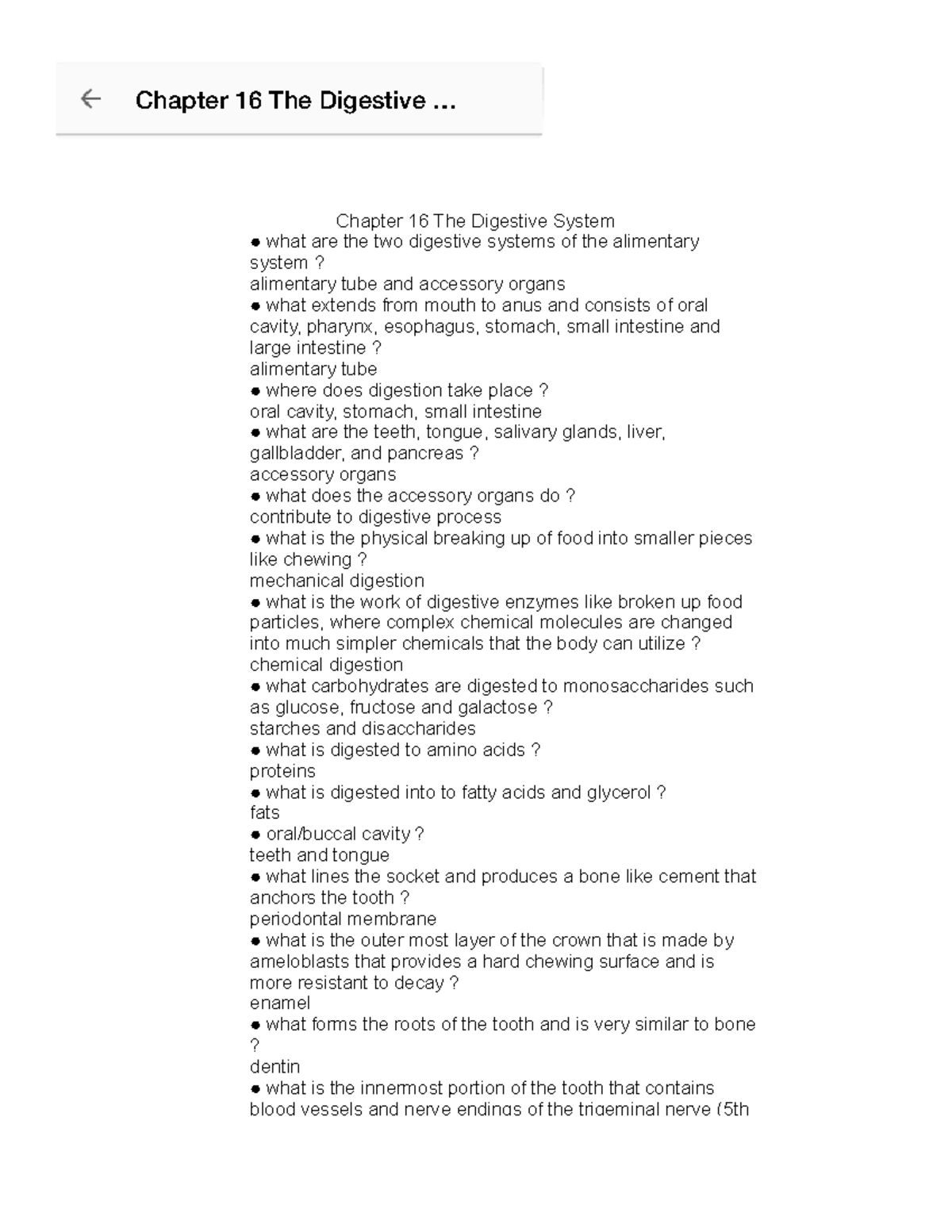 Chapter 16 The Digestive System - Chapter 16 The Digestive System what ...