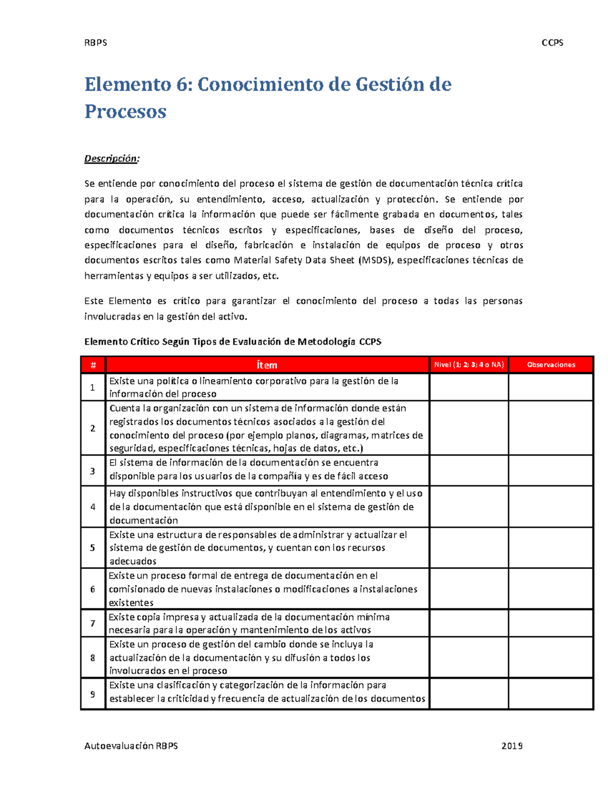 Elemento 6 - Conocimiento de Gestion de Procesos - RBPS CCPS ...