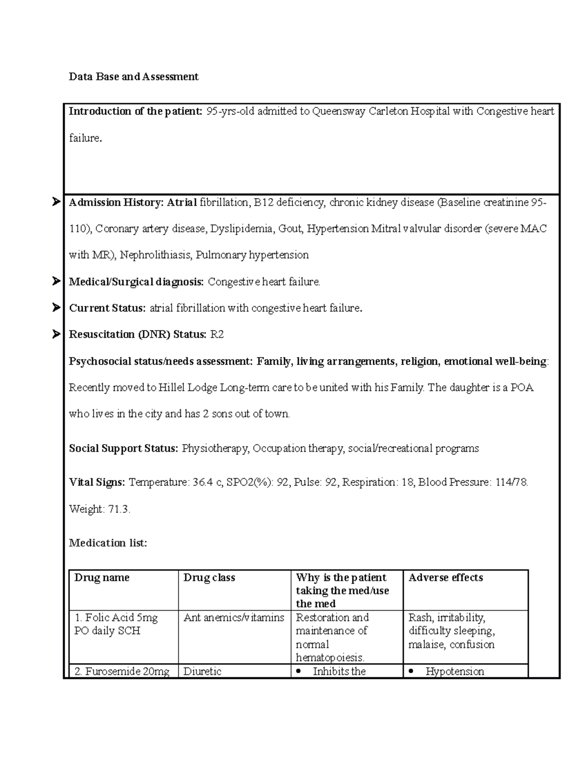 Care plan level 3Jean care plan Data Base and Assessment