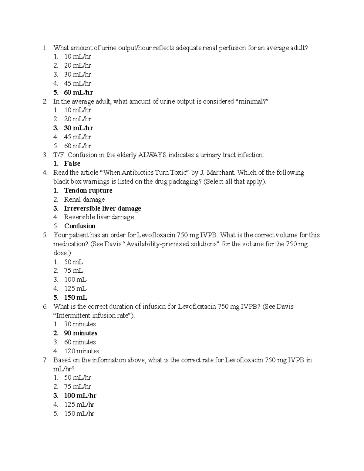 Harrison Quizzet - What amount of urine output/hour reflects adequate ...