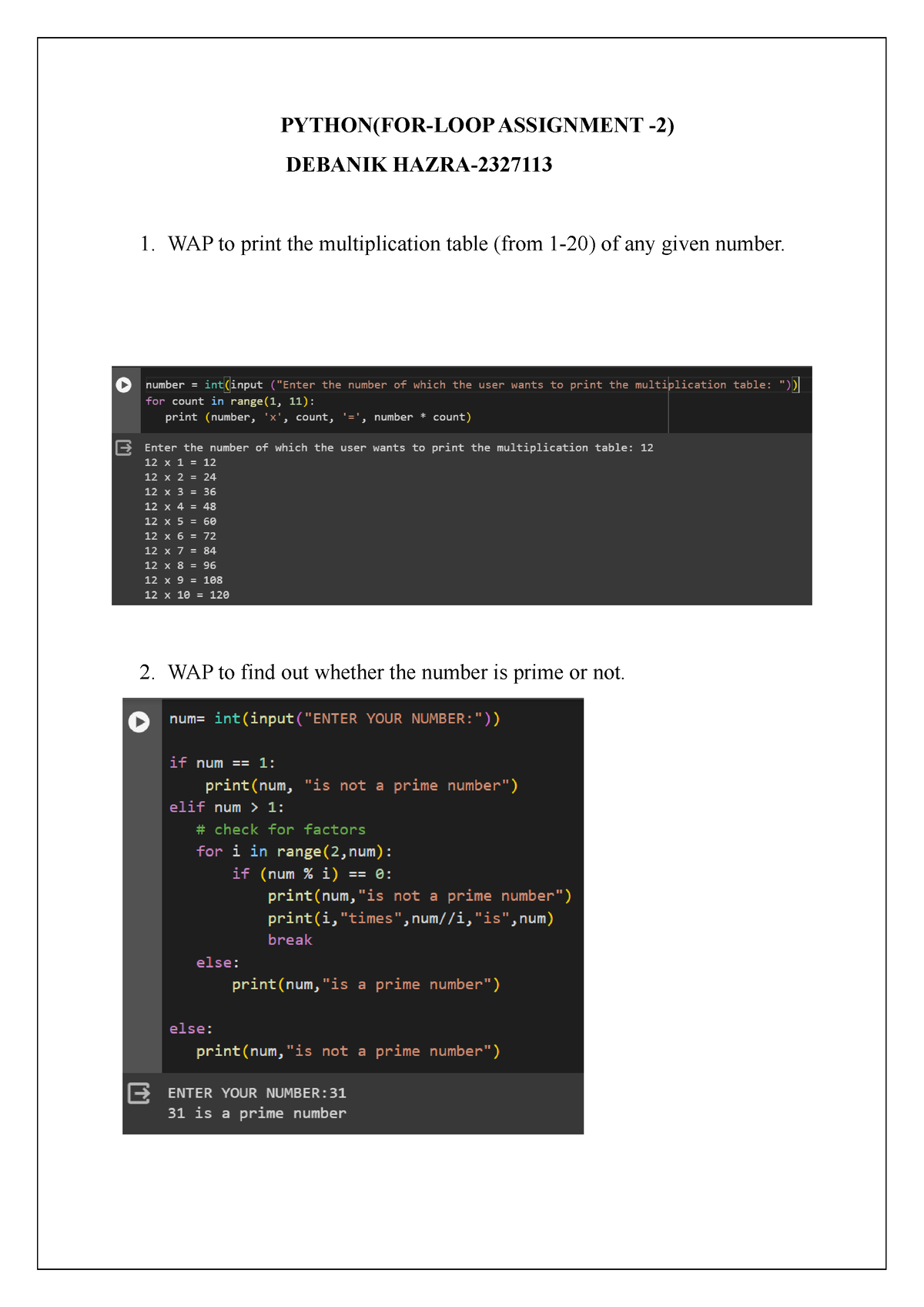 for loop assignment in python