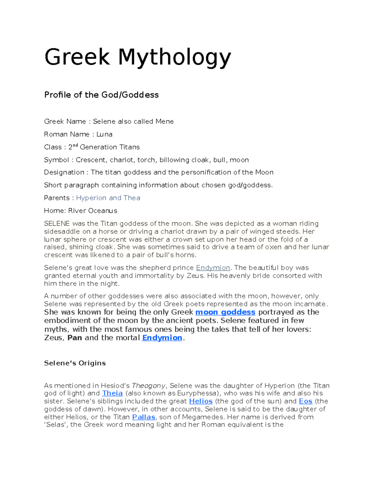 Greek Mythology - Greek Mythology Profile of the God/Goddess Greek Name ...