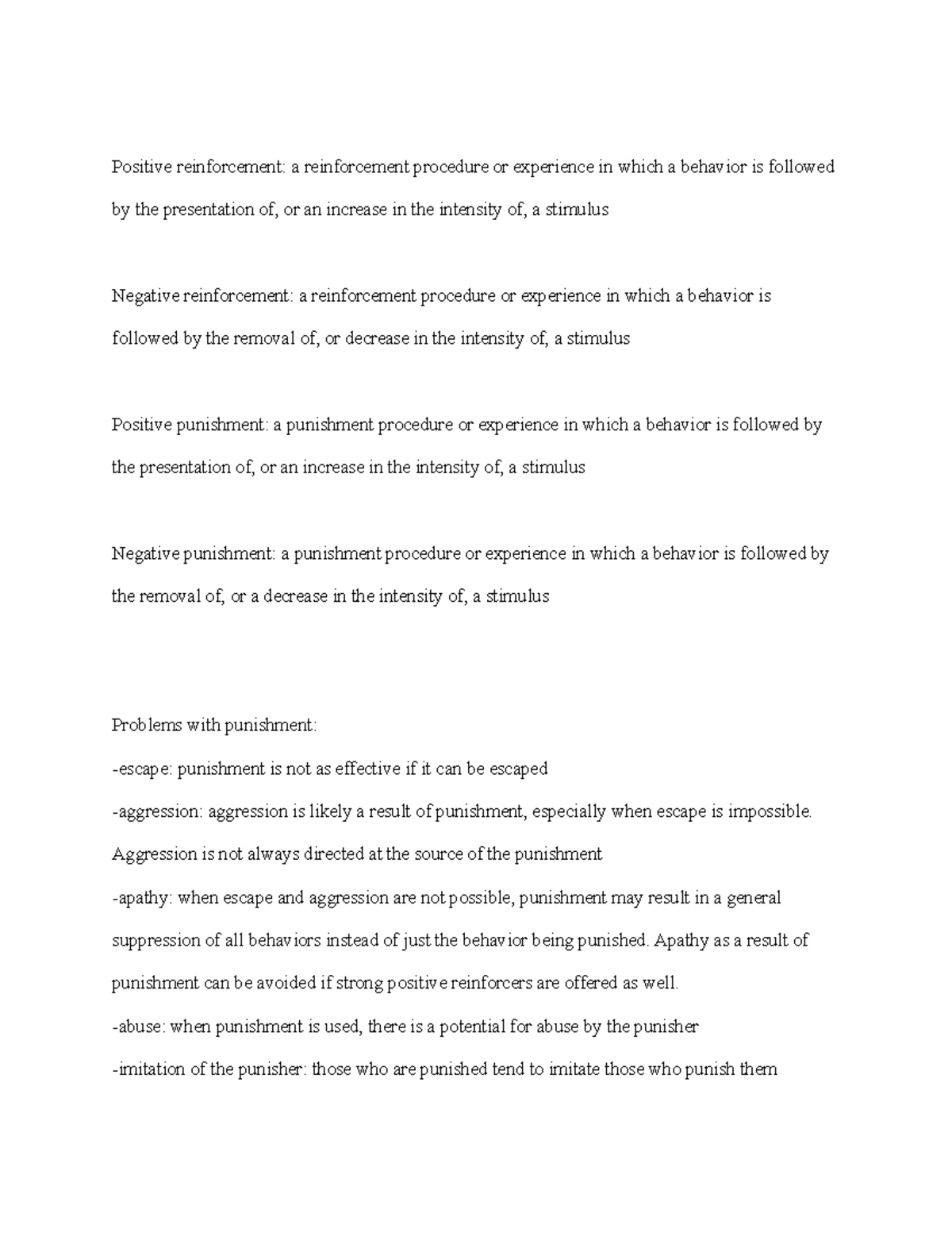 Py 361 operant conditioning notes - Positive reinforcement: a ...