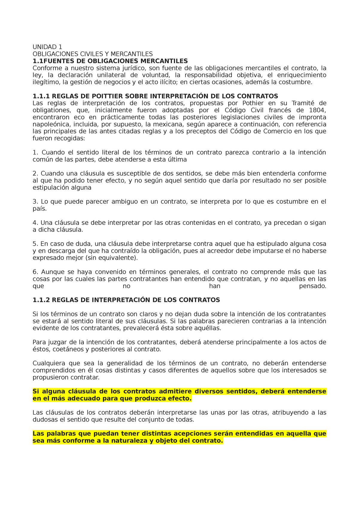 Contratos Mercantiles Apuntes - UNIDAD 1 OBLIGACIONES CIVILES Y ...