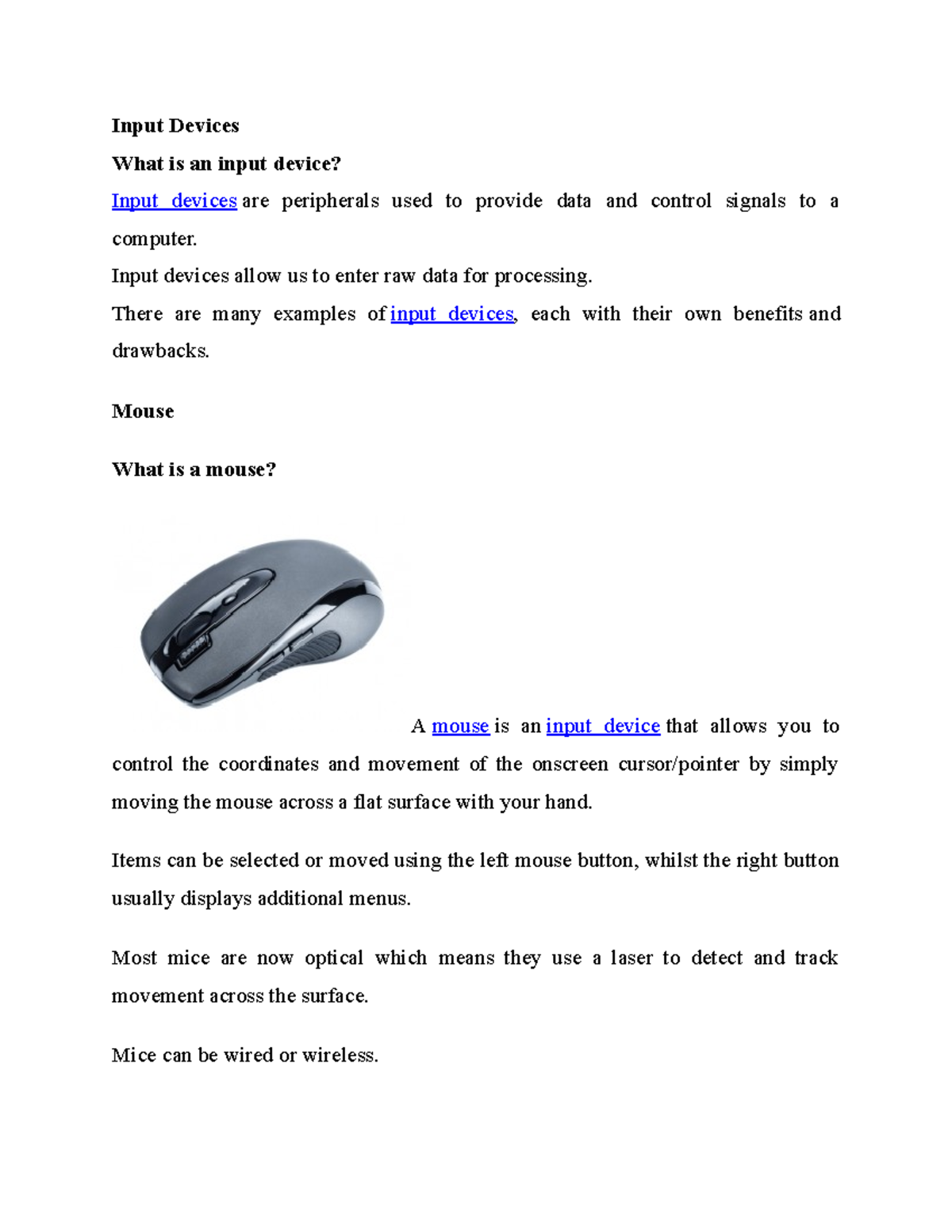 computer input devices examples