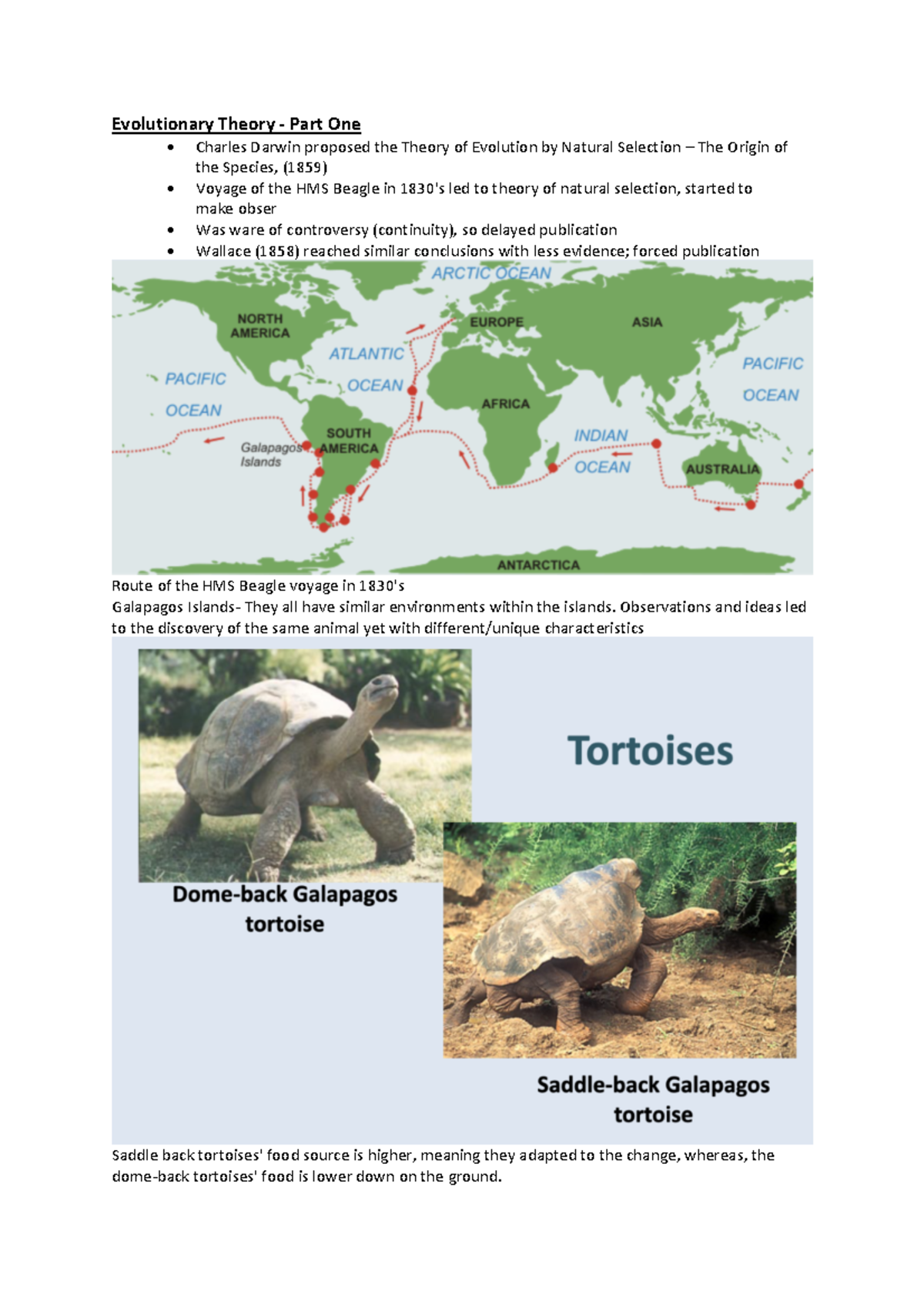 Evolutionary Theory - Lecture notes 1 - Evolutionary Theory - Part One ...