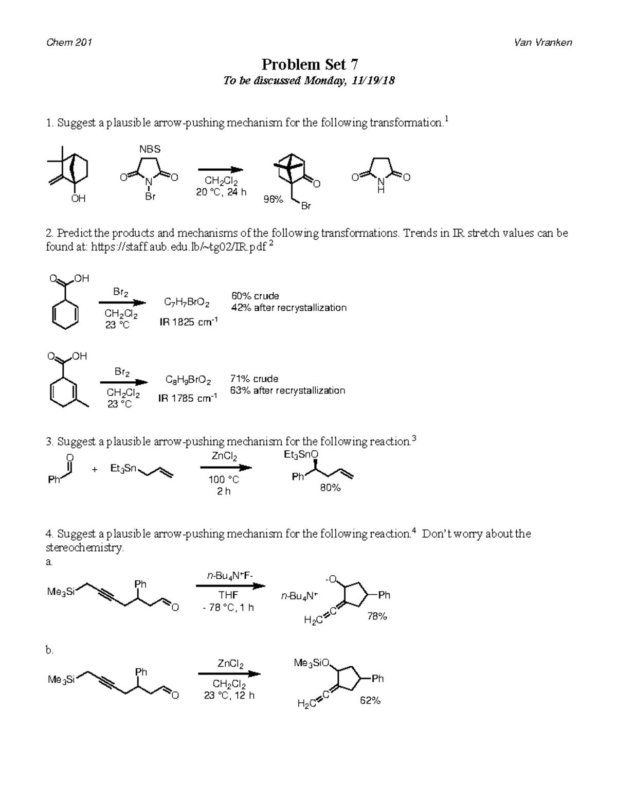 Probset 7 - Chem Practice Material And Answer Key - Problem Set 7 To Be ...